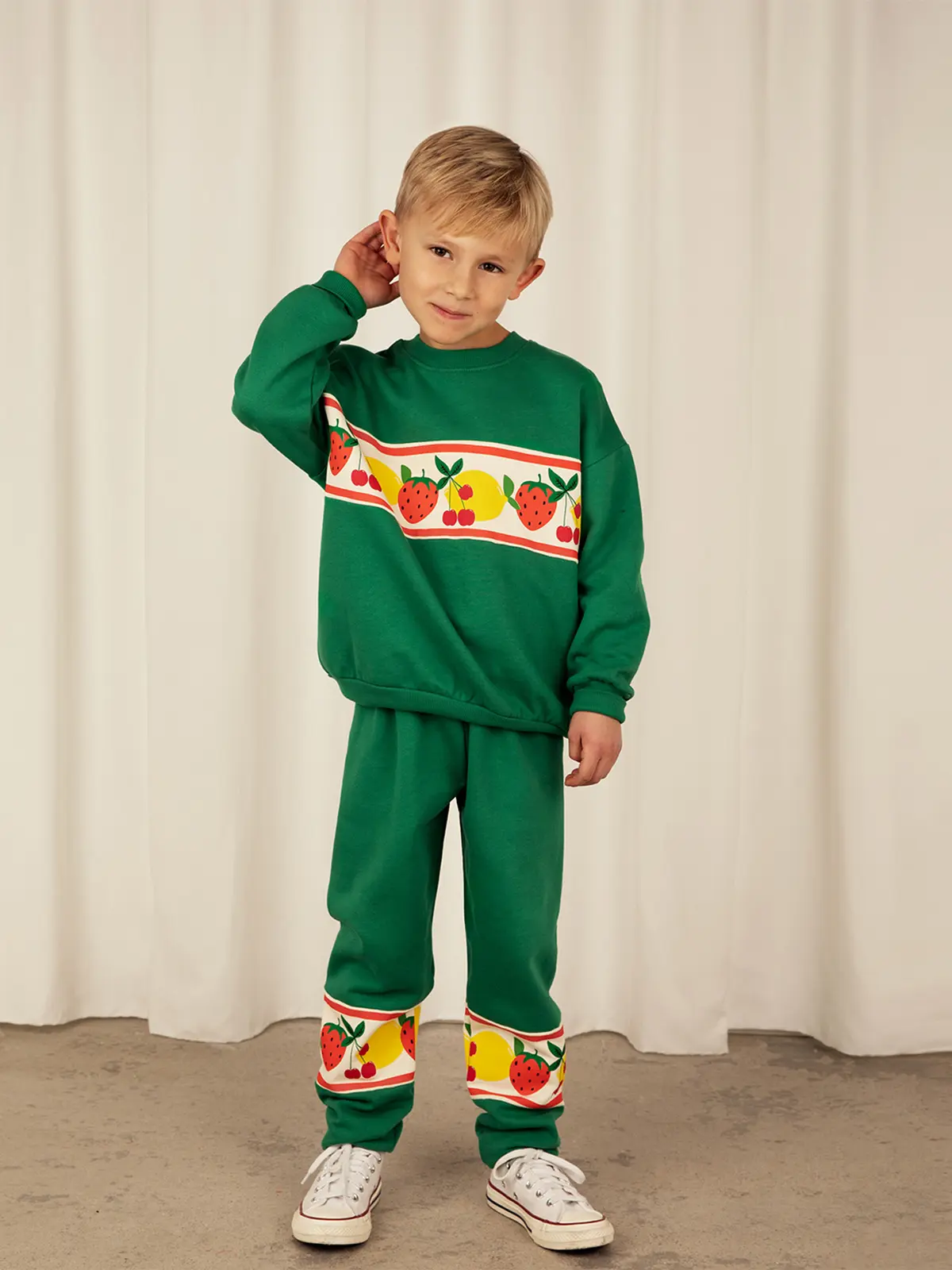 [Free Shipping] 23AW MAIN Mini Rodini Fruit Panel Sweatpants (Green)