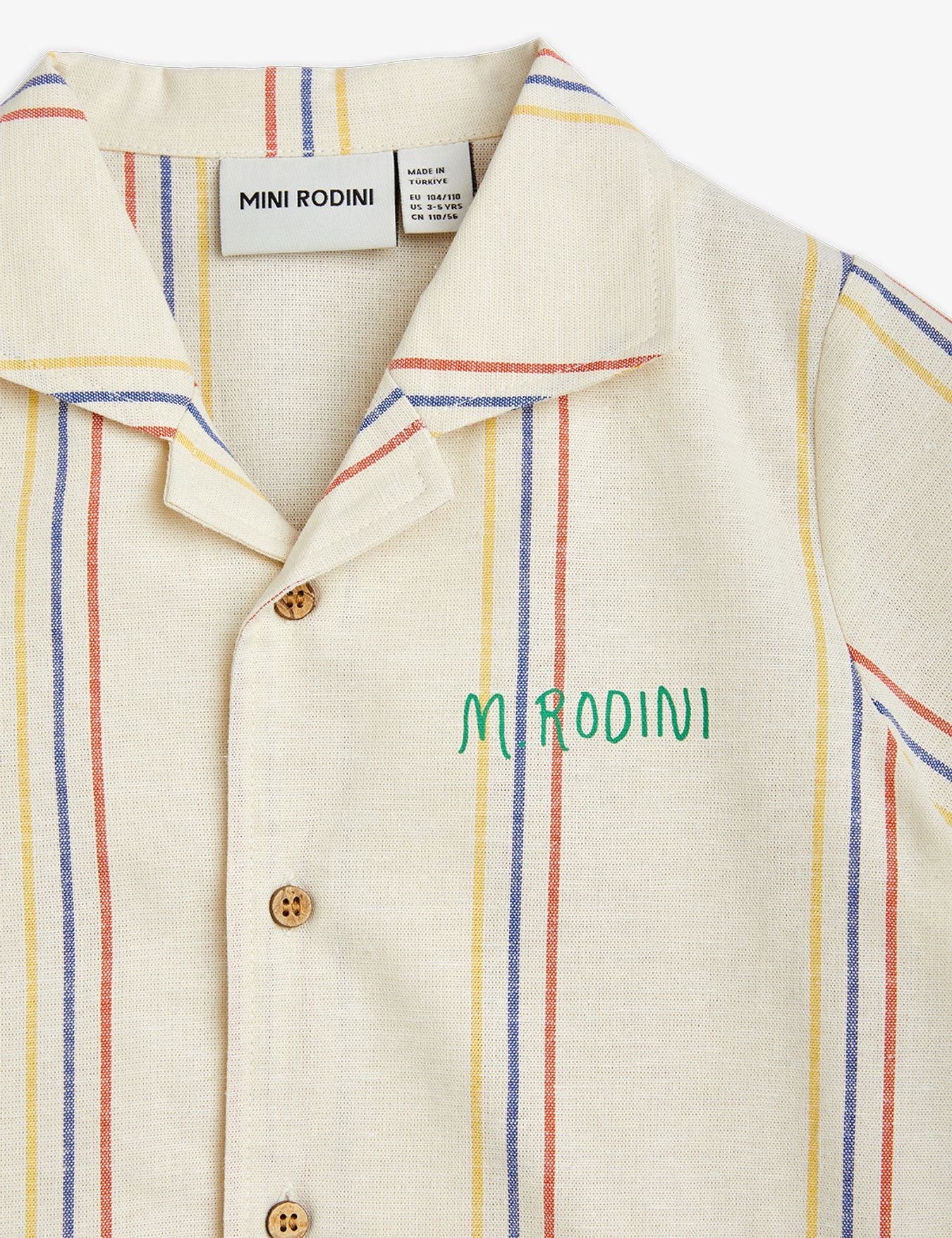 24SS Mini Rodini STRIPE WOVEN Short Sleeve Shirt (Off White)