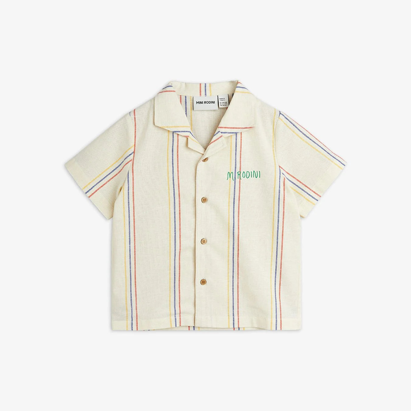 24SS Mini Rodini STRIPE WOVEN Short Sleeve Shirt (Off White)