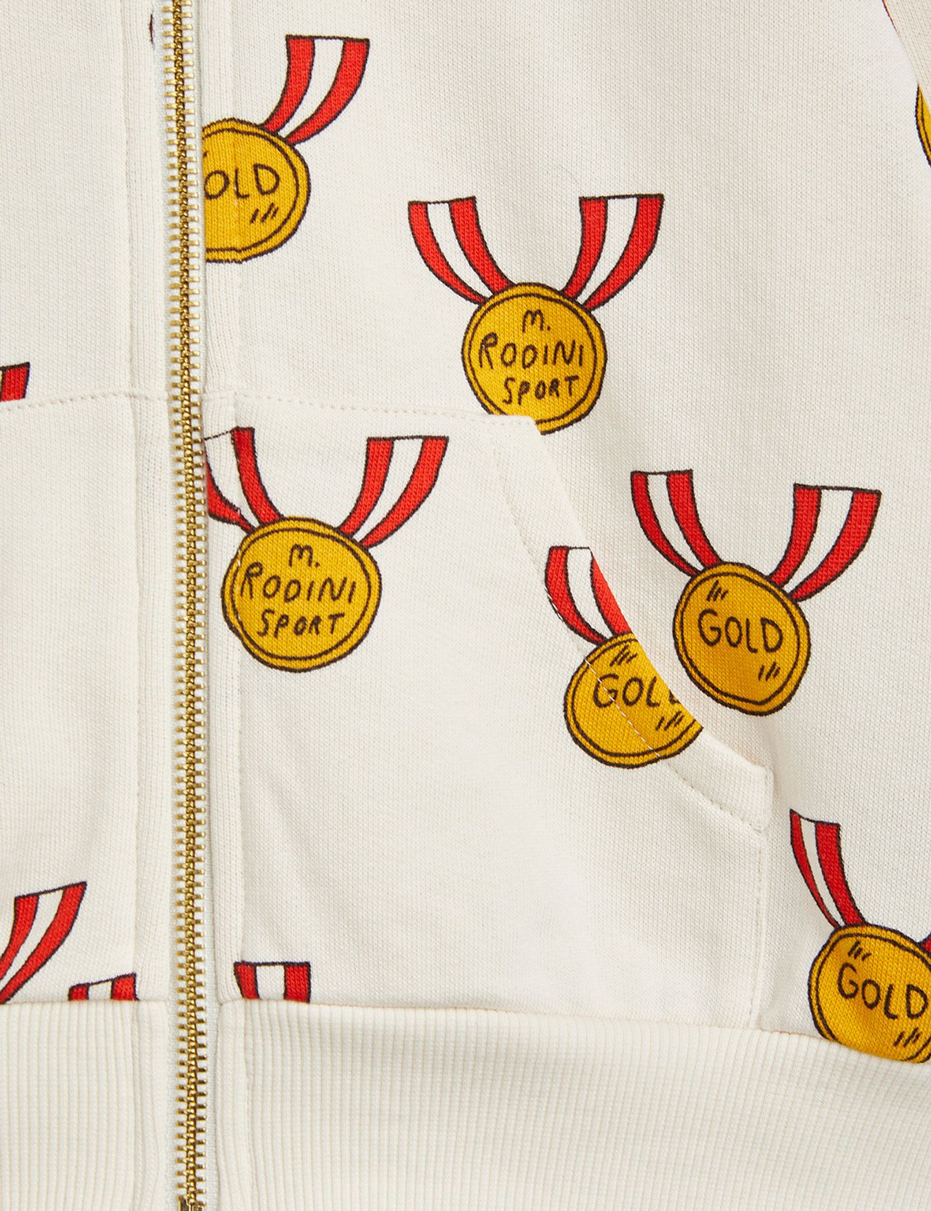 24SS Mini Rodini MEDALS Hooded Zip-up (White)