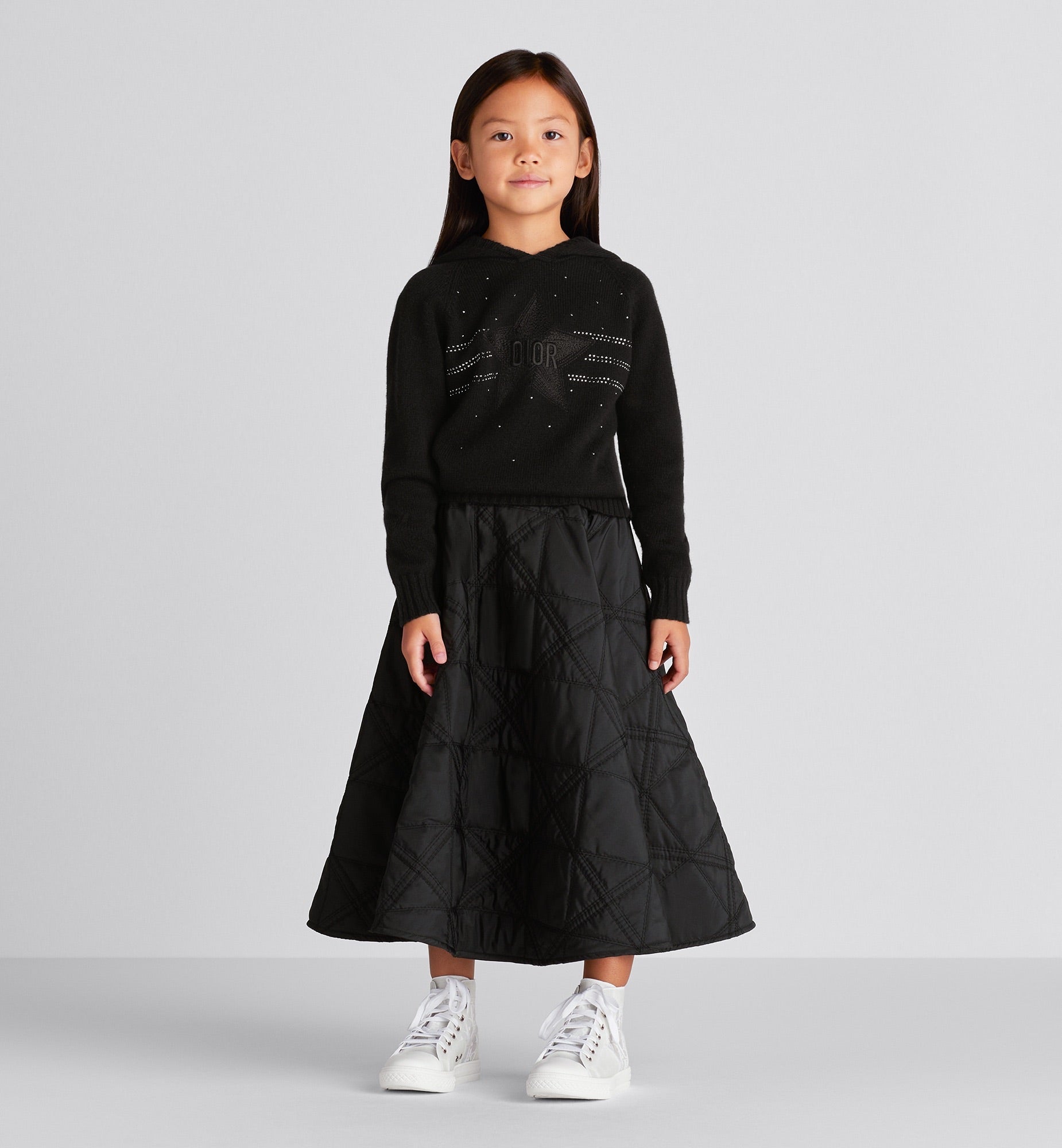 Dior Kids Cannage Stitch Midi Skirt (Black)