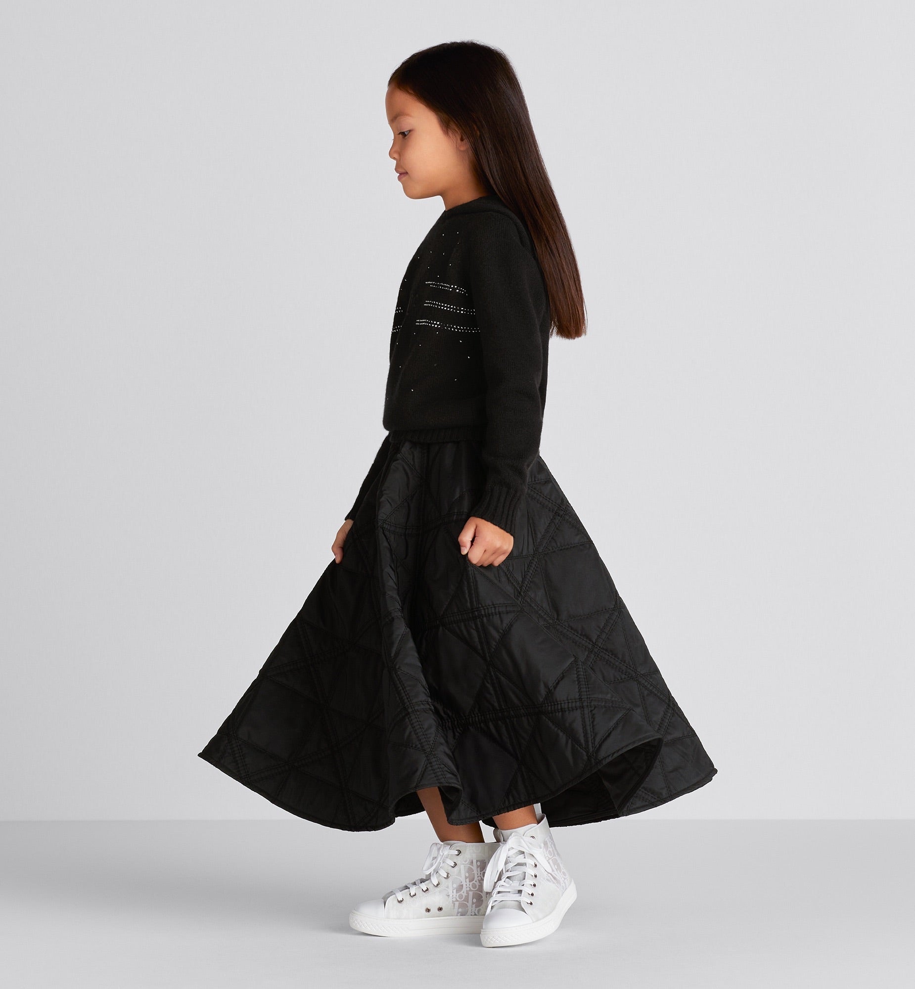 Dior Kids Cannage Stitch Midi Skirt (Black)