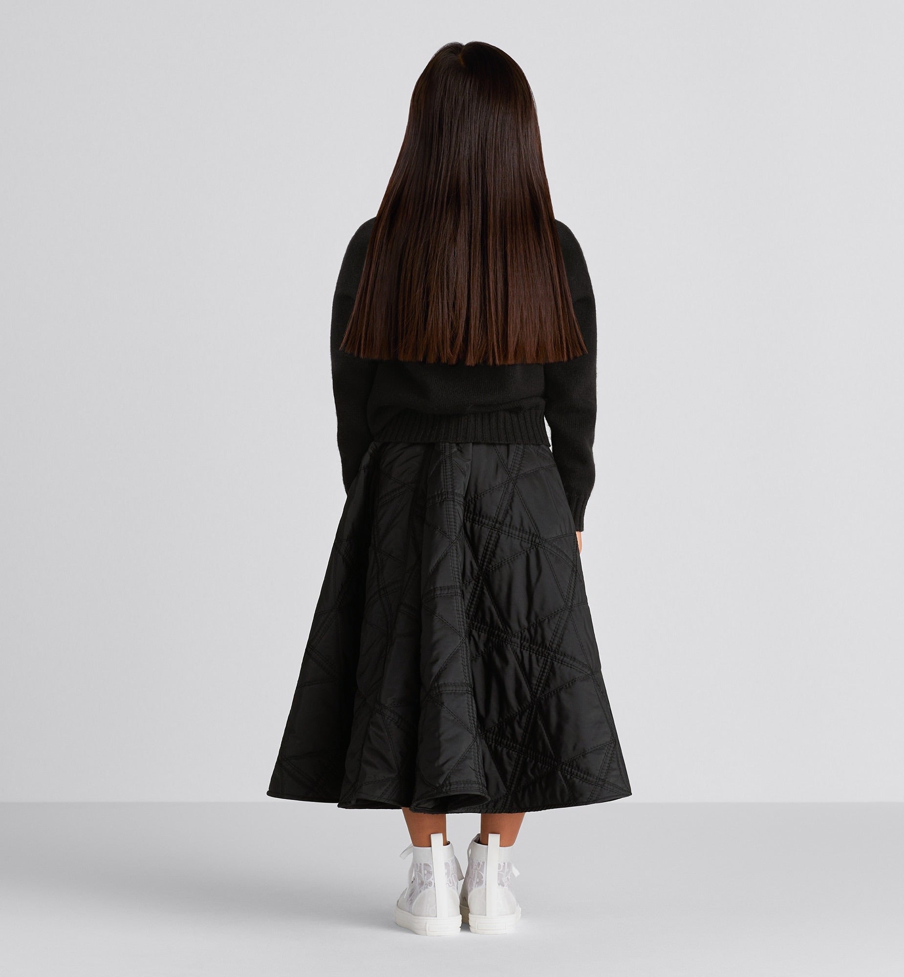 Dior Kids Cannage Stitch Midi Skirt (Black)