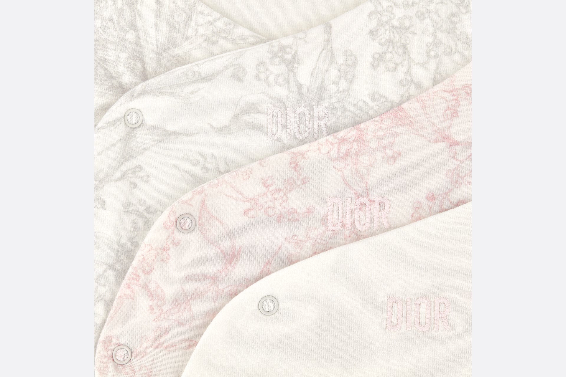 Dior Baby 24SS Muguet Print Interlock Long Sleeve Bodysuit 3-piece Gift Set