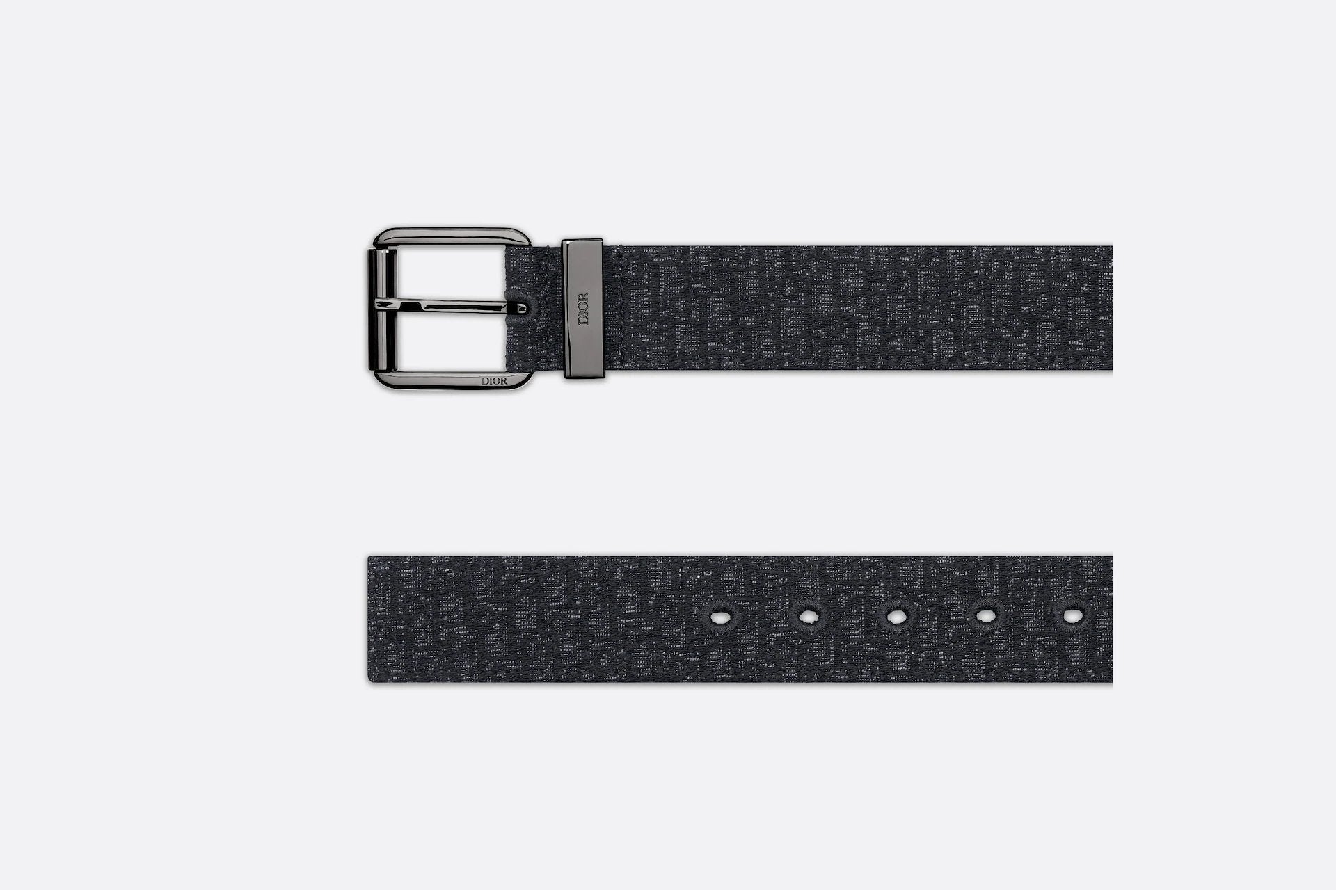 Dior Men's Oblique Micro Jacquard Bebrick Belt 35mm (Black)