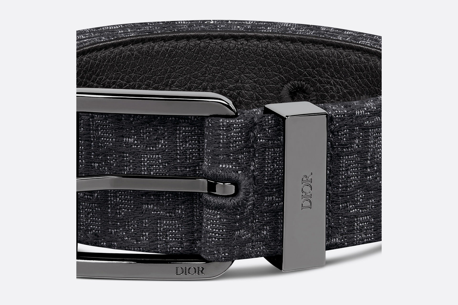 Dior Men's Oblique Micro Jacquard Bebrick Belt 35mm (Black)