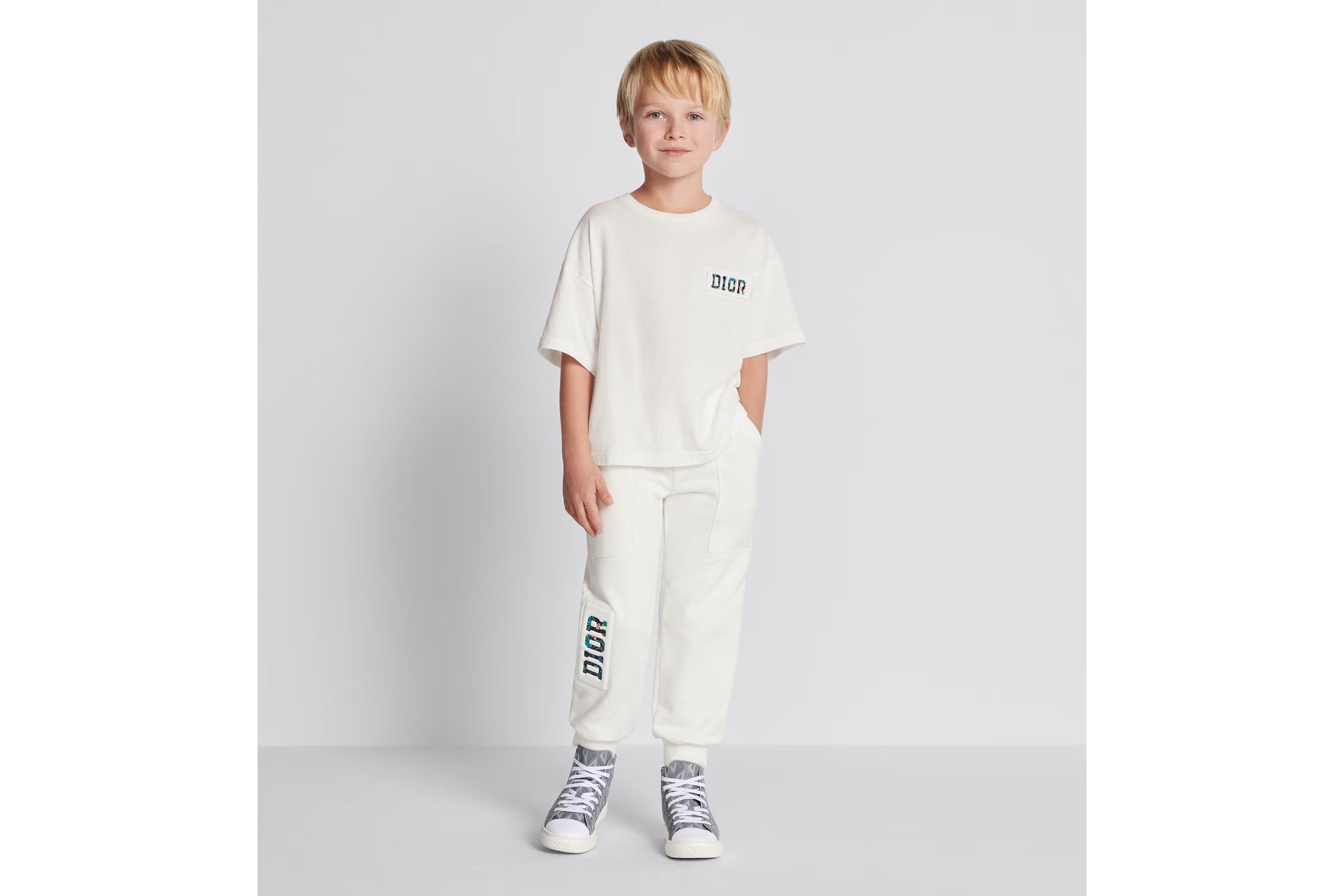 Dior Kids Graphic Logo Short Sleeve T-Shirt (Ivory)