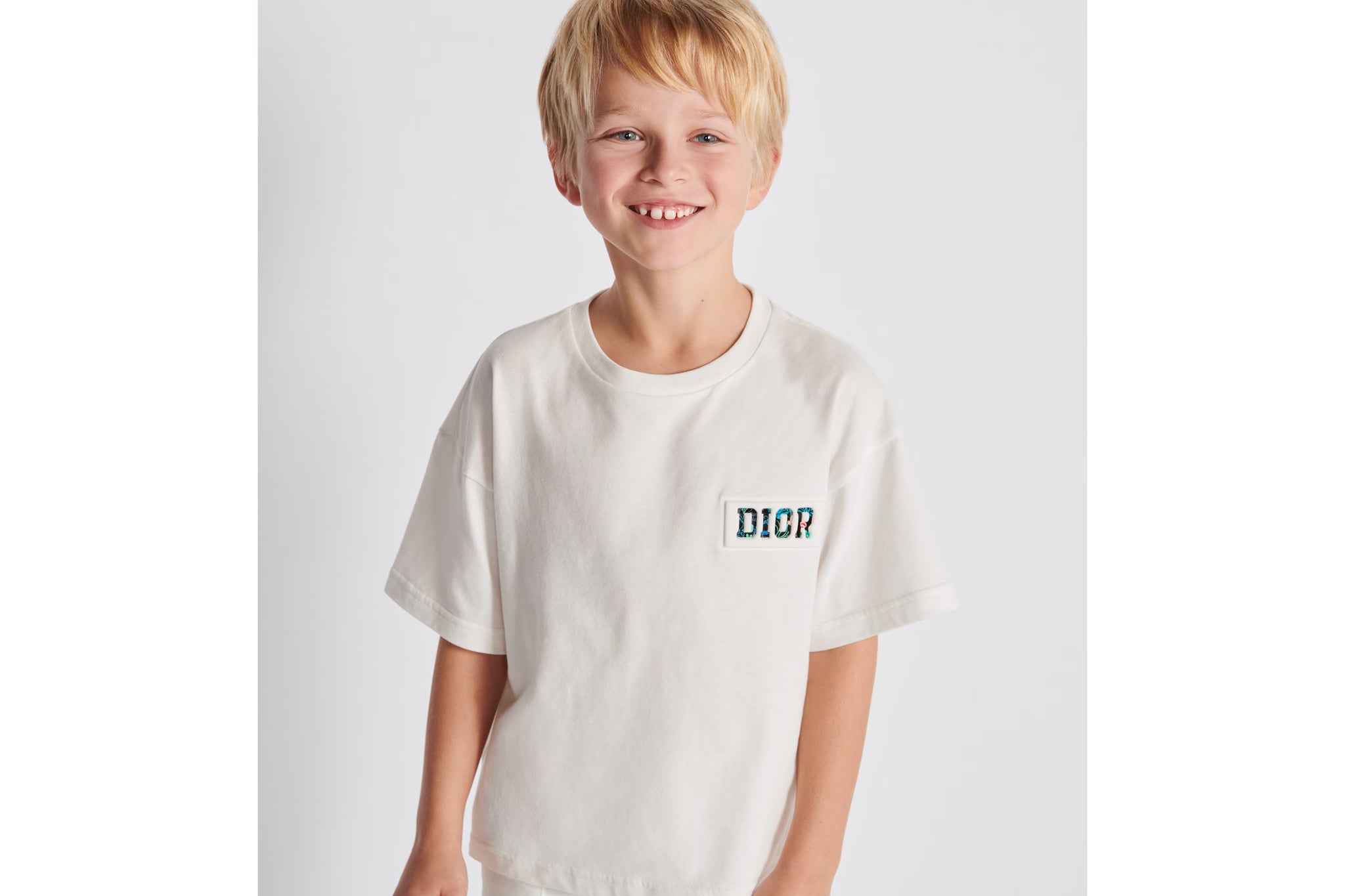 Dior Kids Graphic Logo Short Sleeve T-Shirt (Ivory)