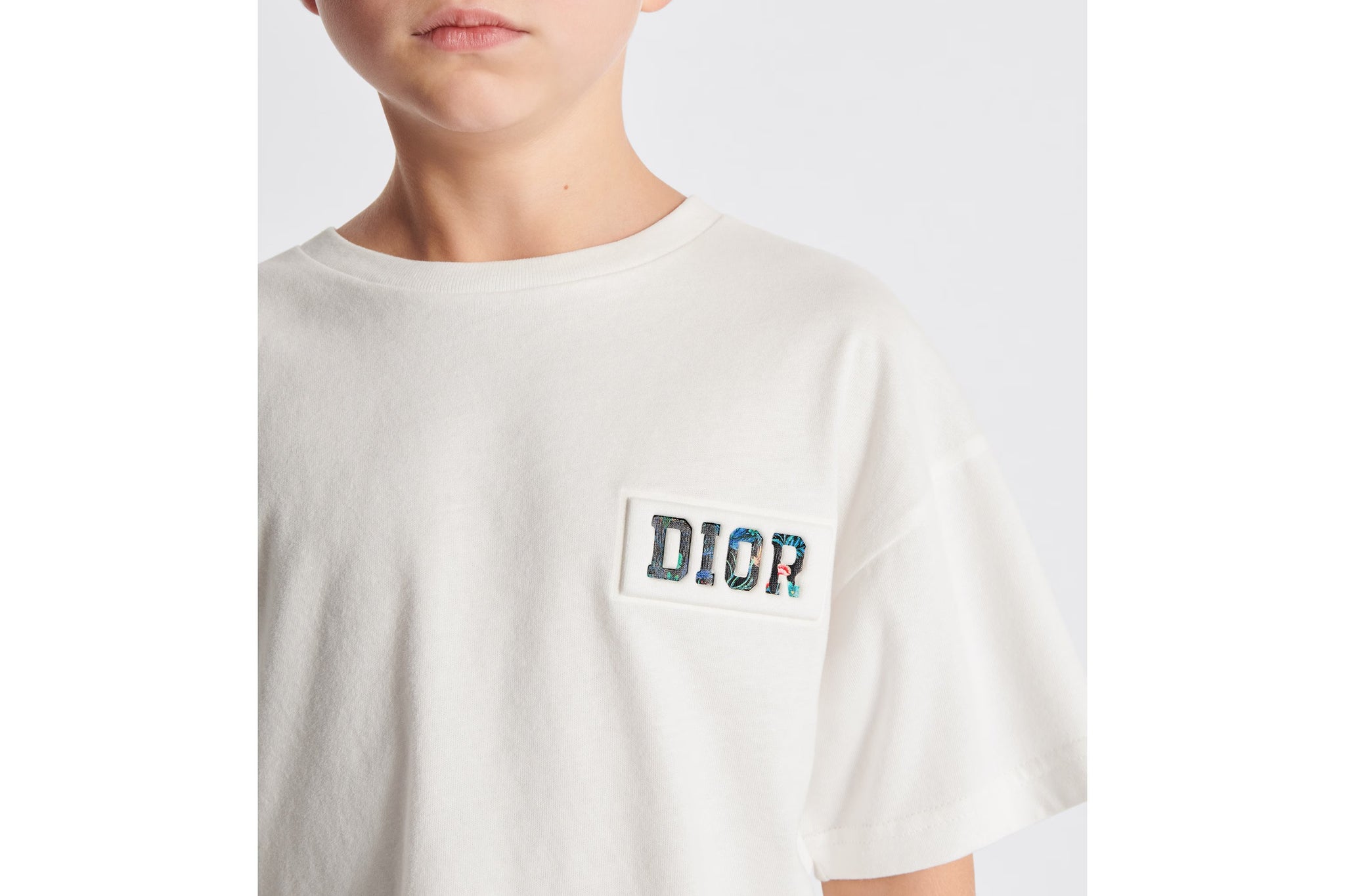 Dior Kids Graphic Logo Short Sleeve T-Shirt (Ivory)