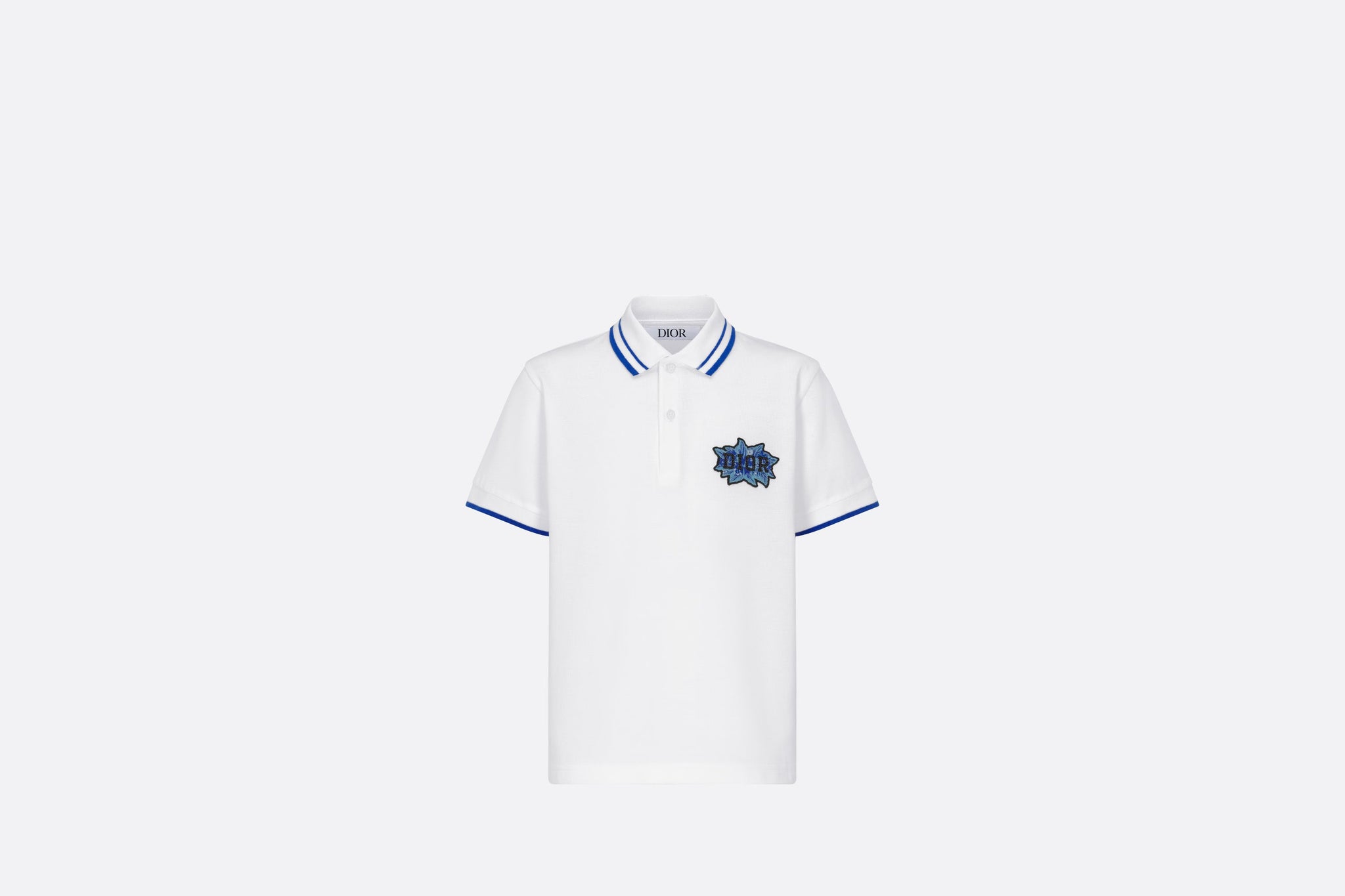 Dior Kids Floral Logo Polo Pique T-Shirt (Ivory)