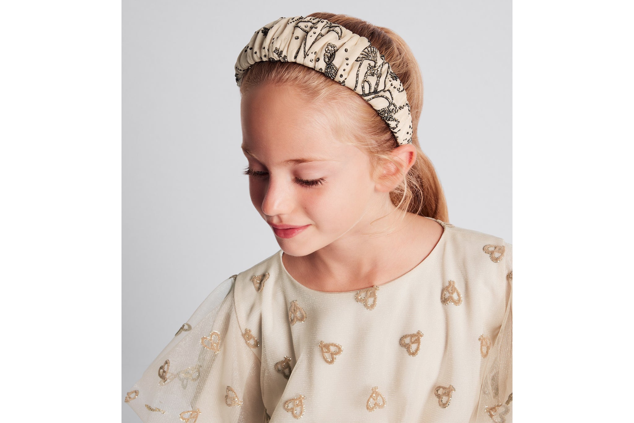 Dior Kids Constellation Muslin Silk Hairband (Beige)