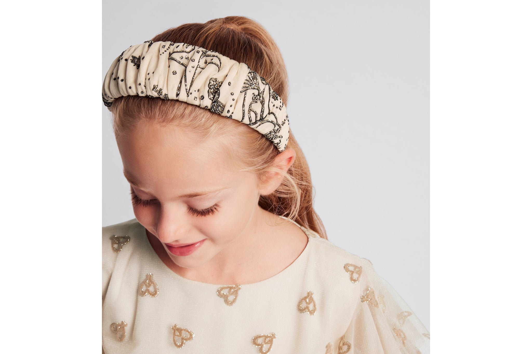 Dior Kids Constellation Muslin Silk Hairband (Beige)