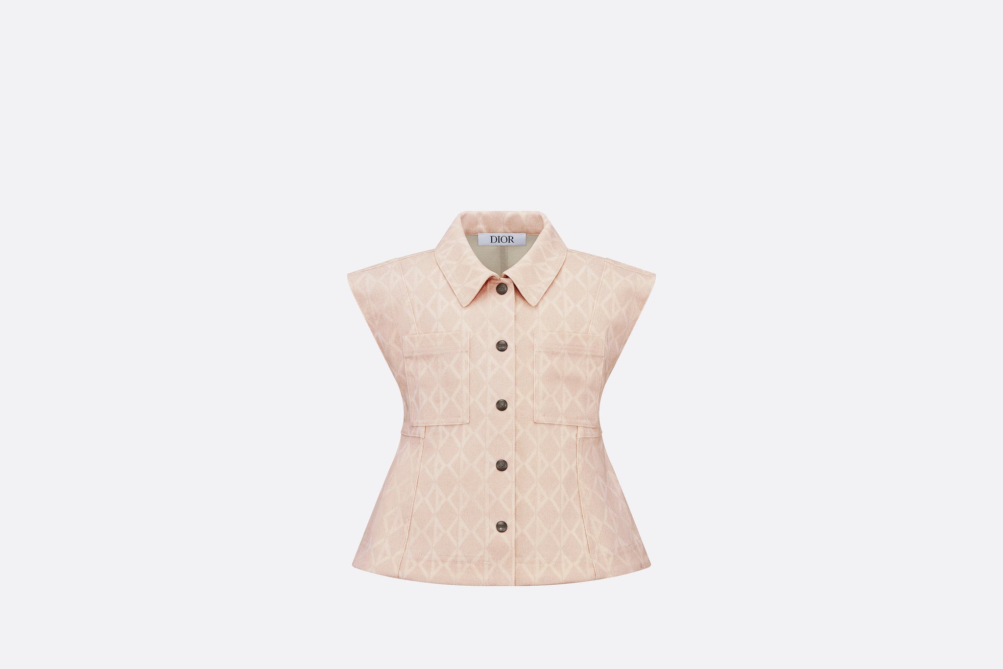 Dior Kids CD Diamond Gabardine Cotton Sleeveless Vest (Pale Pink)