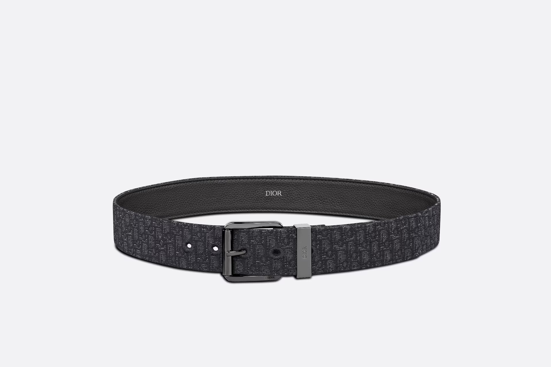 Dior Men's Oblique Micro Jacquard Bebrick Belt 35mm (Black)