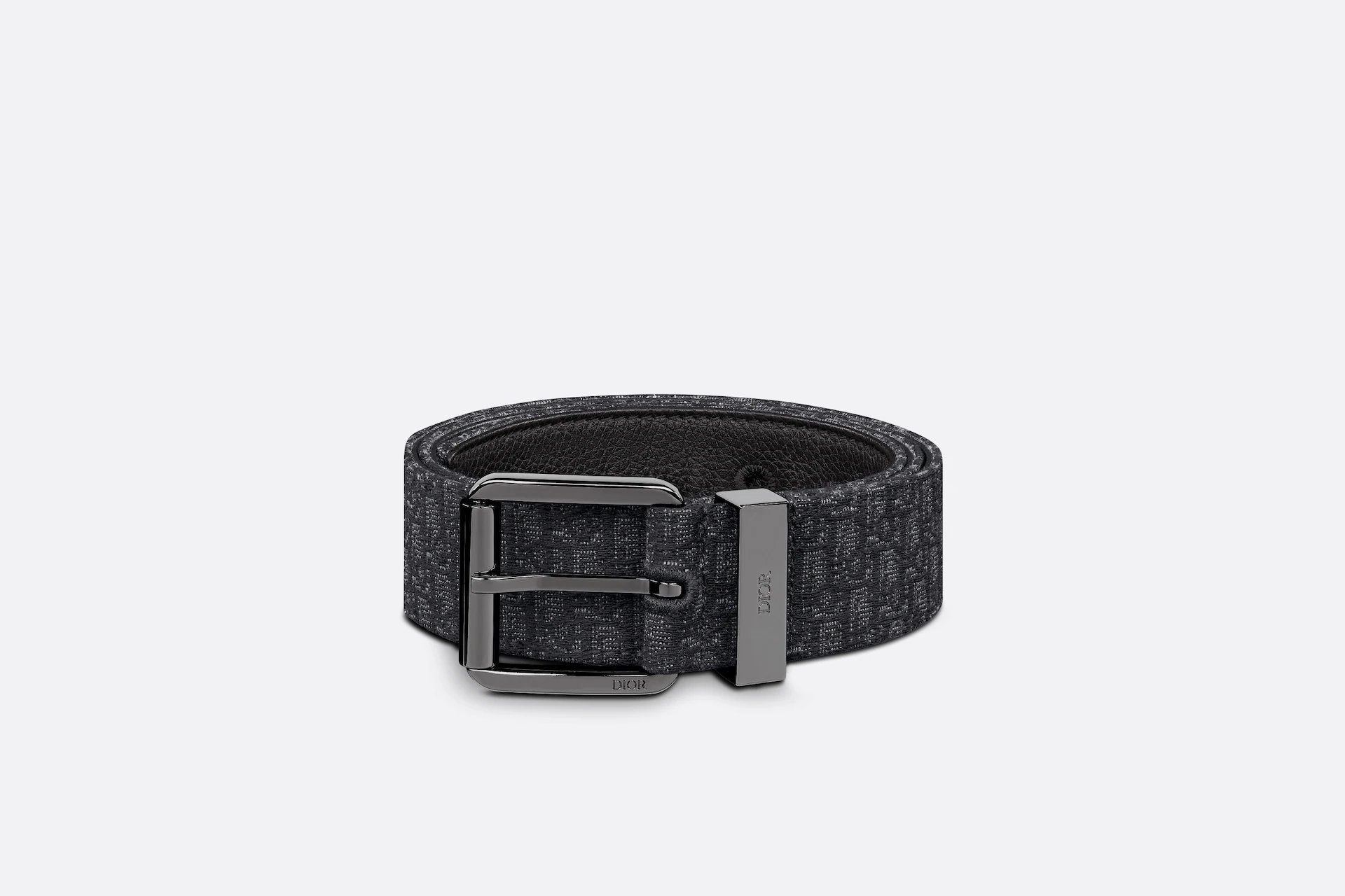 Dior Men's Oblique Micro Jacquard Bebrick Belt 35mm (Black)