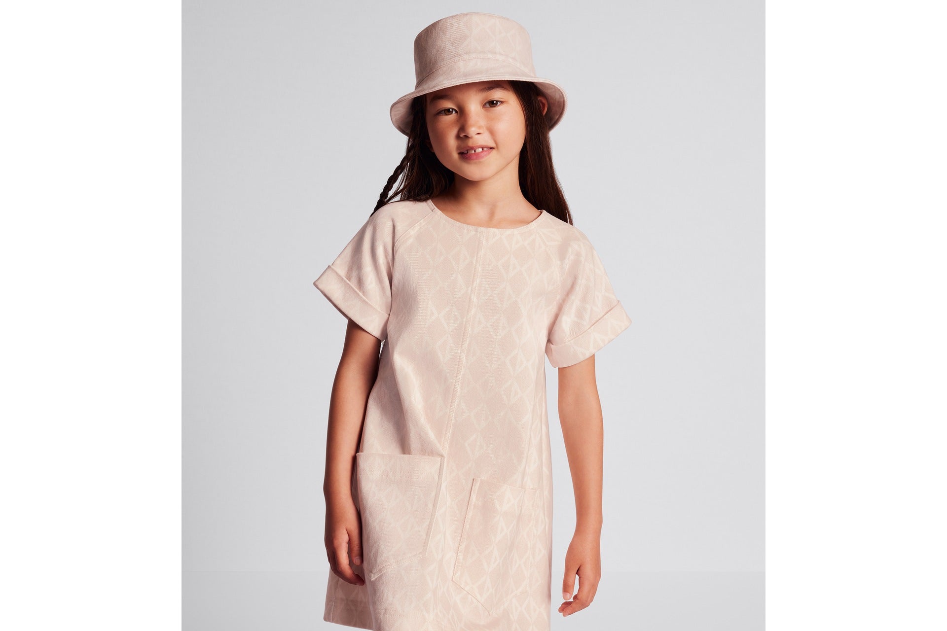 Dior Kids CD Diamond Gabardine Trapeze Dress (Pale Pink)