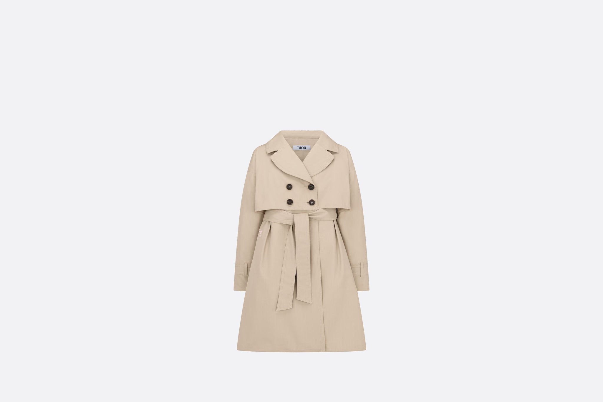 Dior Kids Gabardine Cotton Trench Coat (Beige)