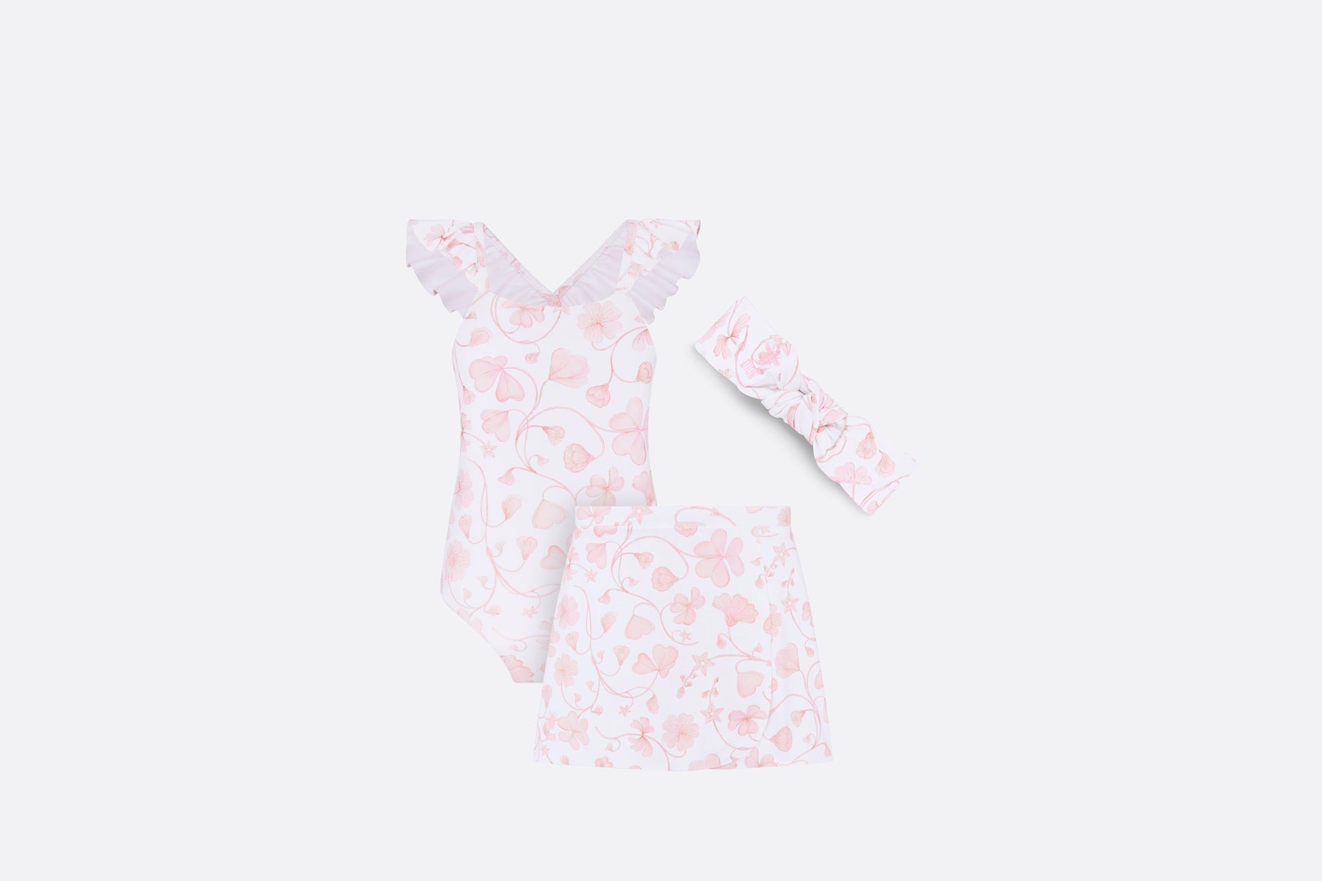 Dior Baby Floral Season Swimsuit Set (Pink)