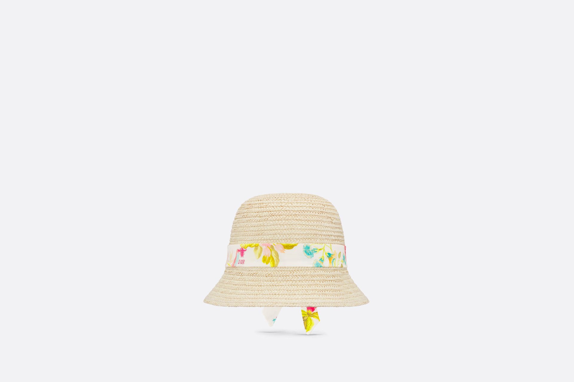 Dior Kids Riviera Raffia Bucket Hat (Multicolor)