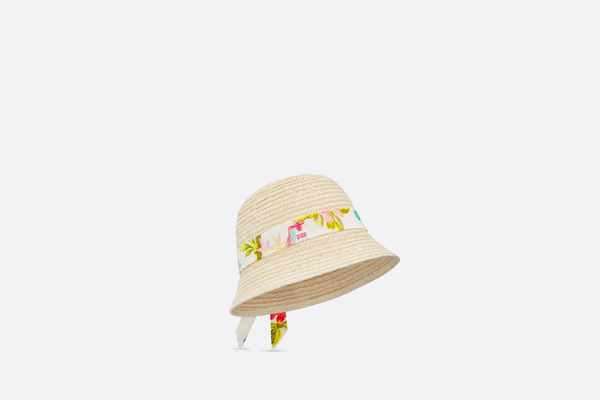 Dior Kids Riviera Raffia Bucket Hat (Multicolor)