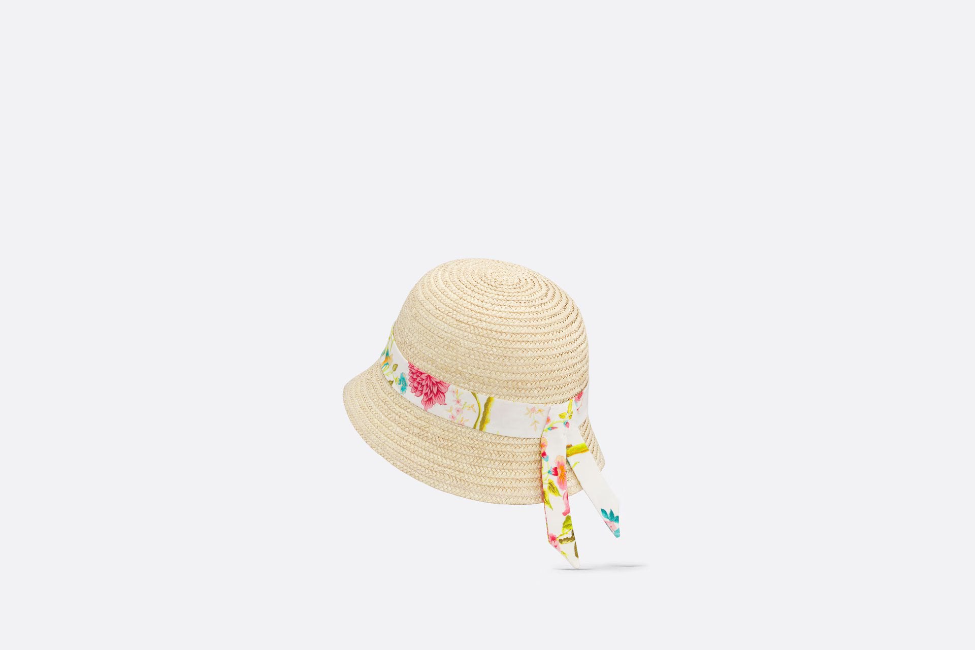 Dior Kids Riviera Raffia Bucket Hat (Multicolor)