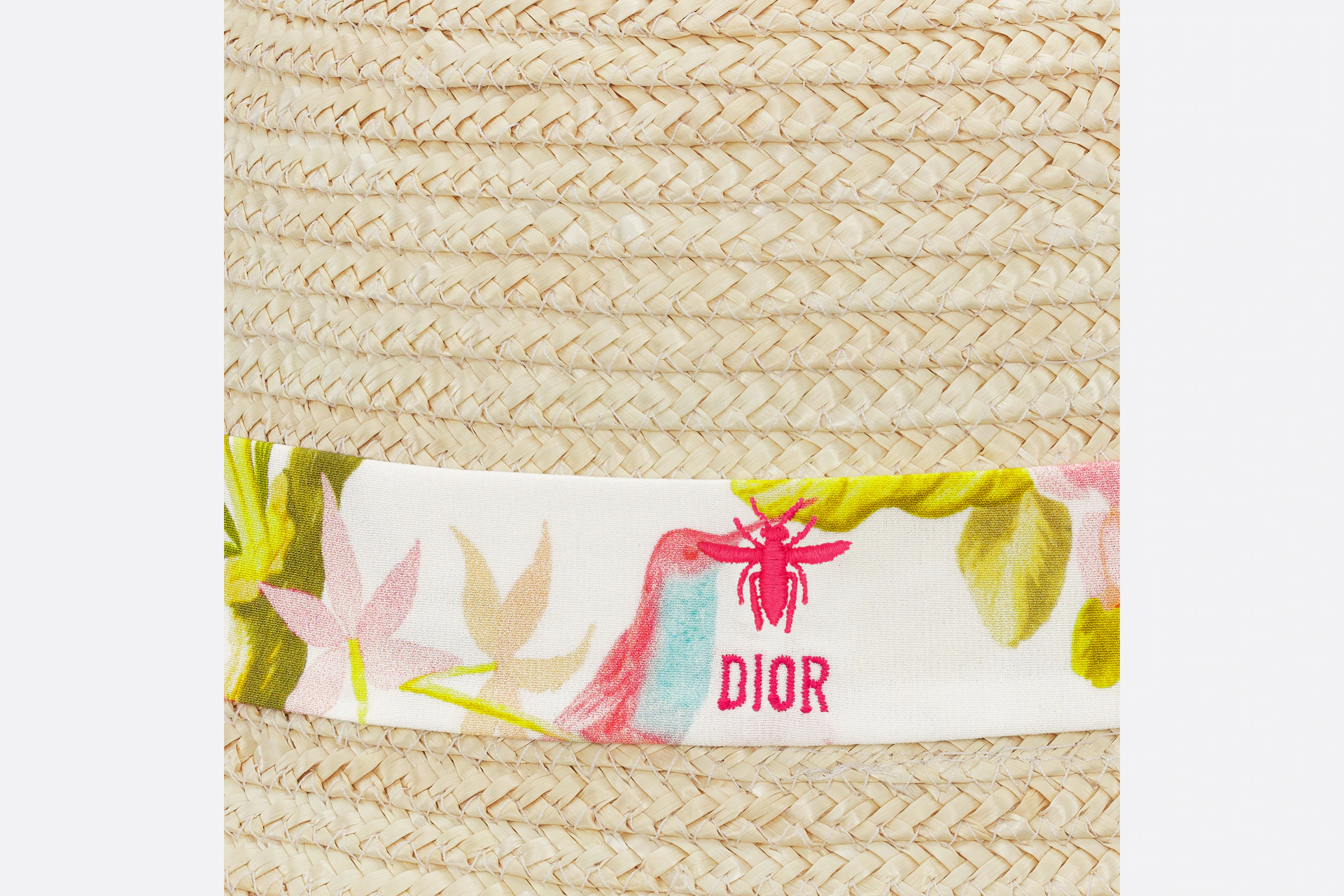 Dior Kids Riviera Raffia Bucket Hat (Multicolor)