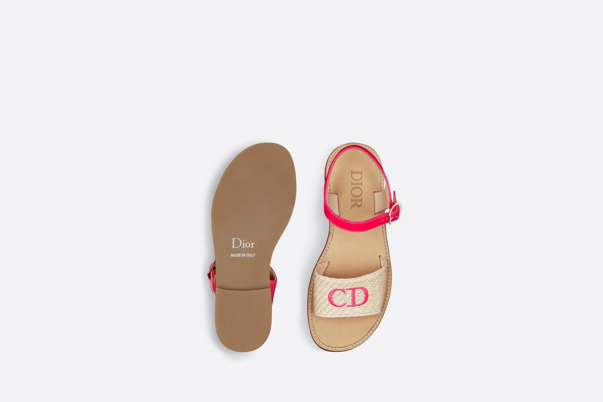 Dior Kids Raffia Sandals (Rose)