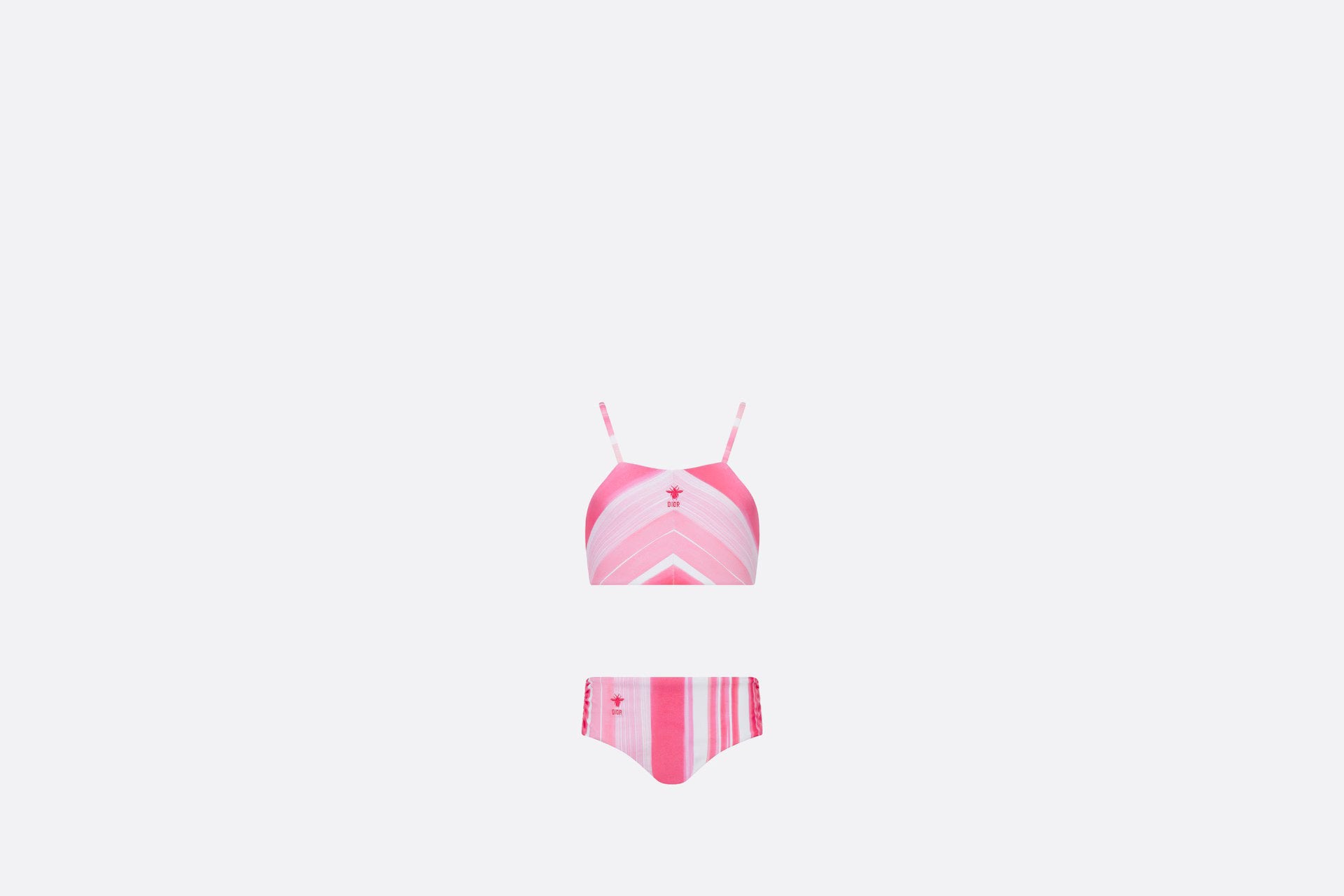 Dior Kids Striped Two-Piece Swimsuit (Pink)