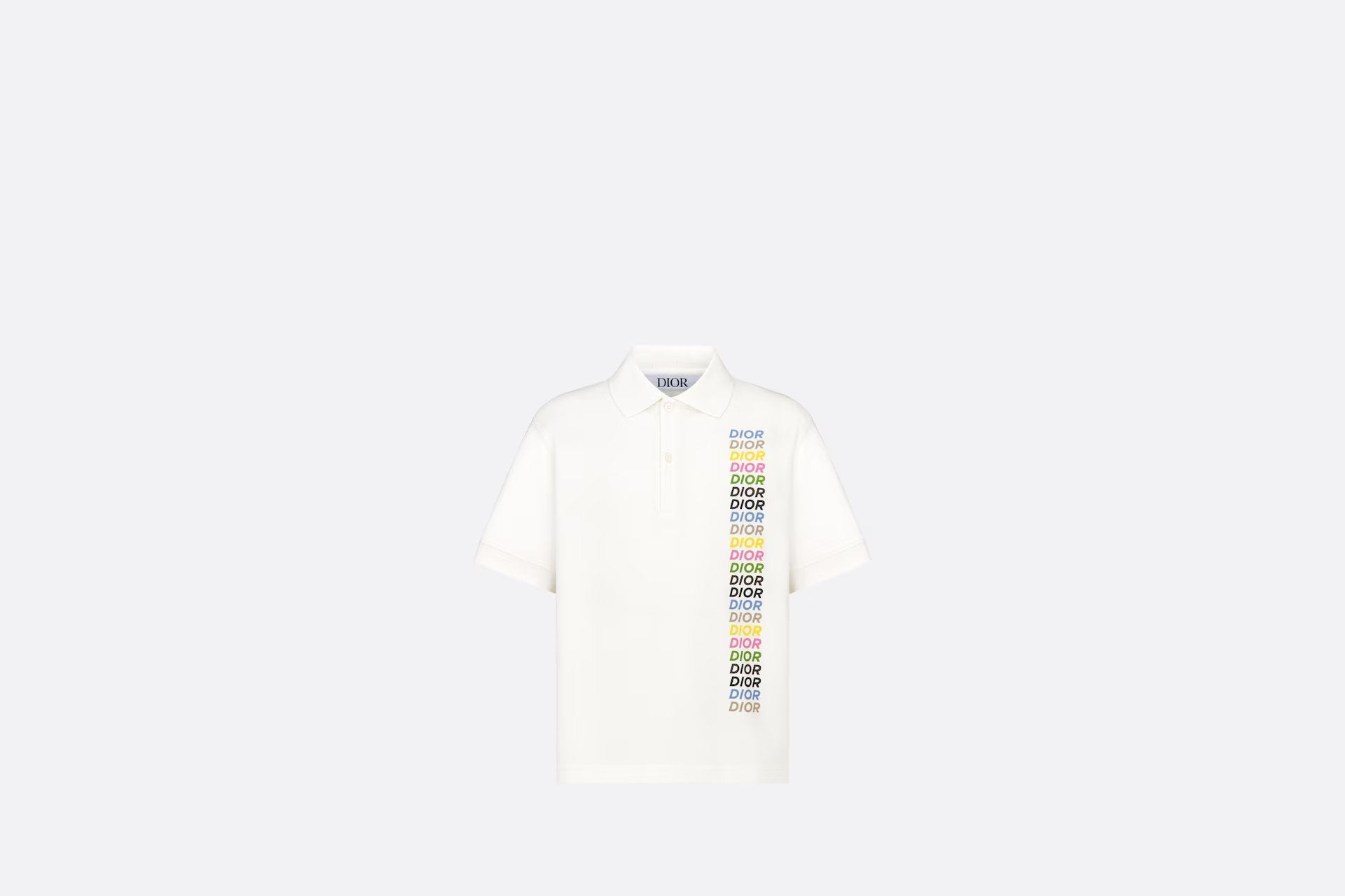 Dior Kids MULTI Cotton Polo Shirt (White)