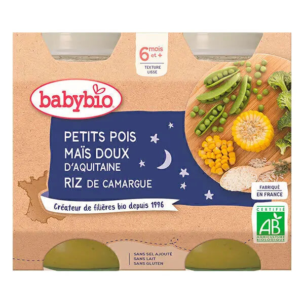 Babybio Organic Baby Food Pea Sweet Corn Rice 200g X 2 Set (From 6 months)