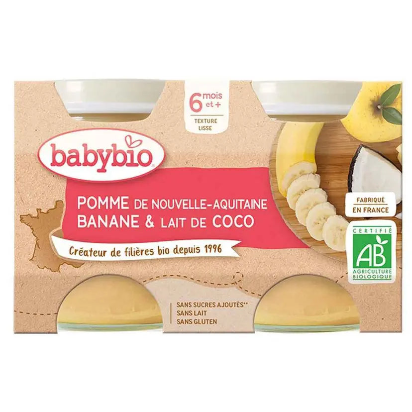 Babybio Organic Baby Food Apple Banana Coconut 130g X 2 Set (From 6 Months)