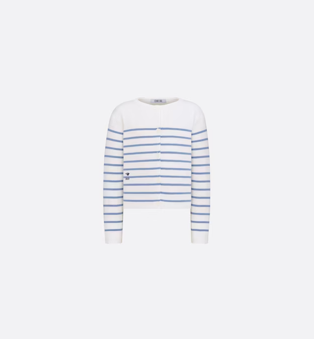 Dior Kids Striped Cotton Cardigan (Ivory) 