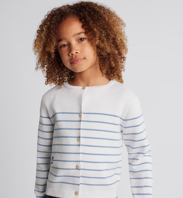 Dior Kids Striped Cotton Cardigan (Ivory) 