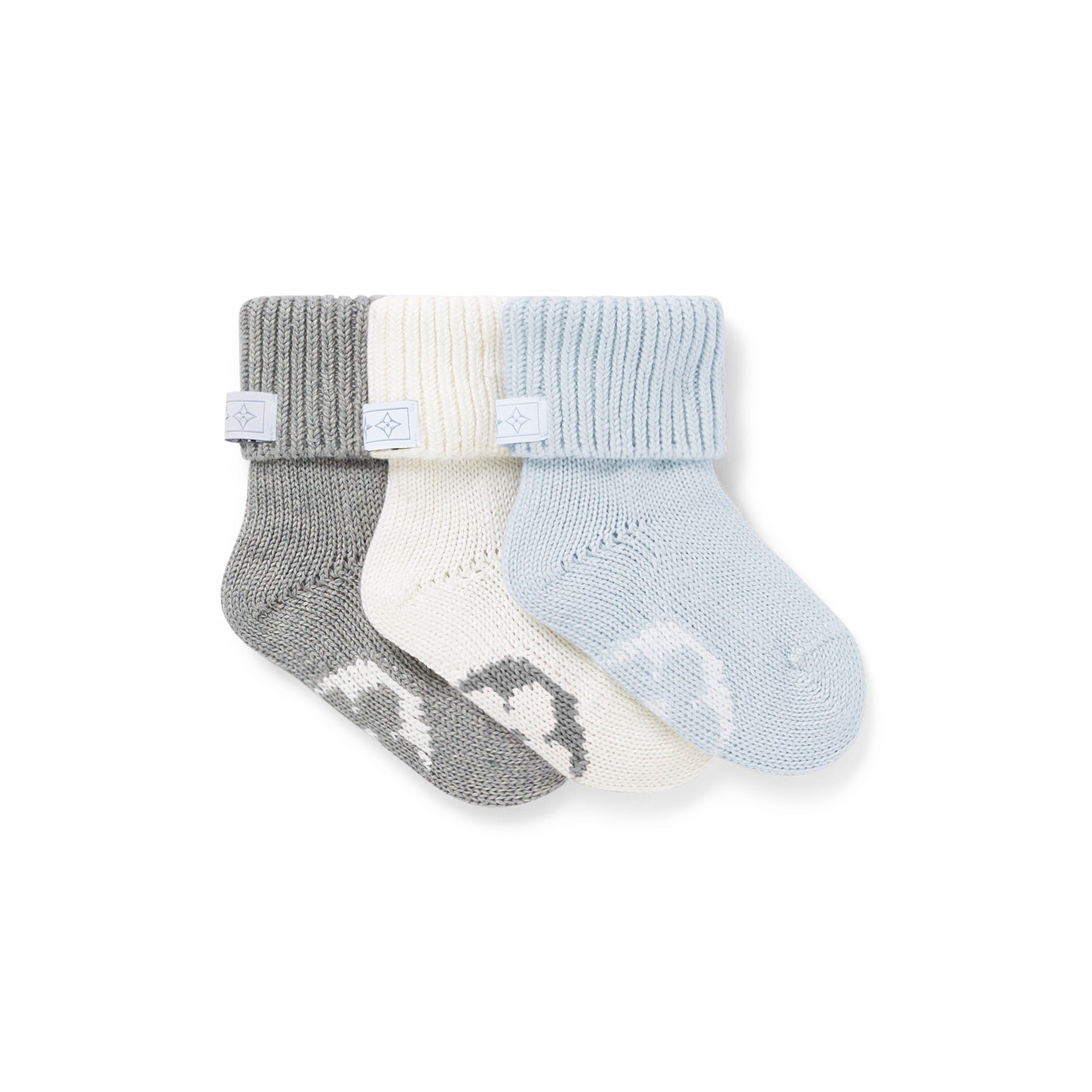 Louis Vuitton Baby Socks 3-Piece Set (Gray/White/Blue) 