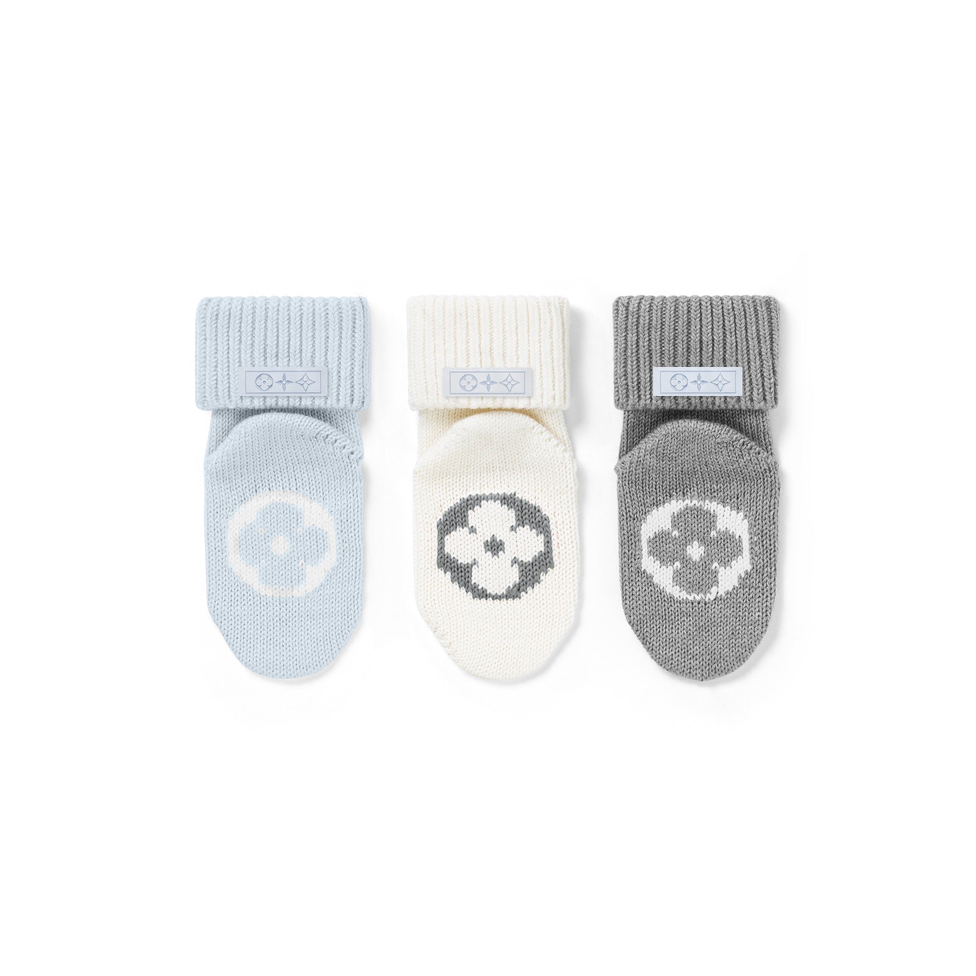 Louis Vuitton Baby Socks 3-Piece Set (Gray/White/Blue) 