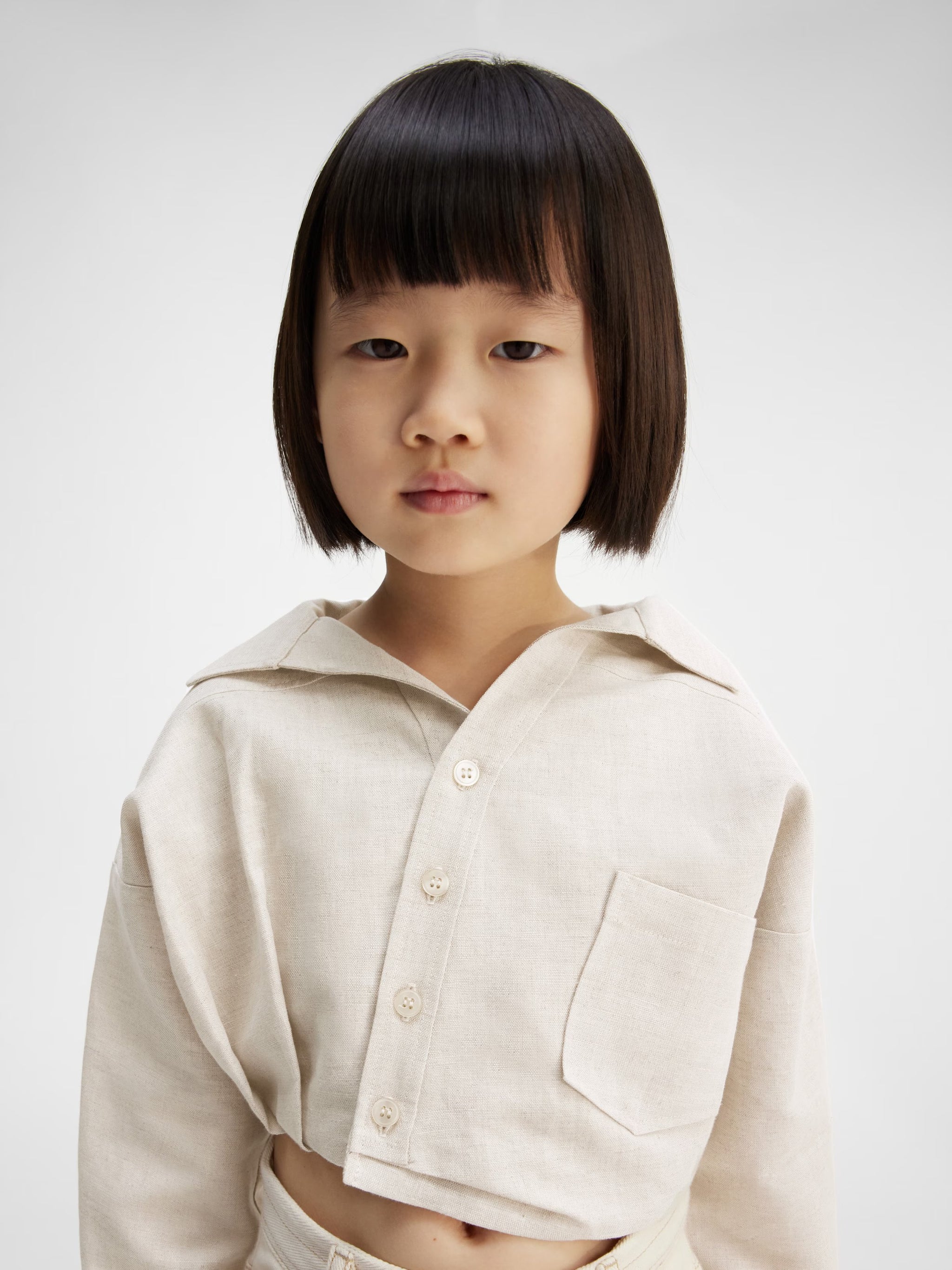 Jacquemus Kids Mejean Asymmetric Crop Shirt (2 Colors)