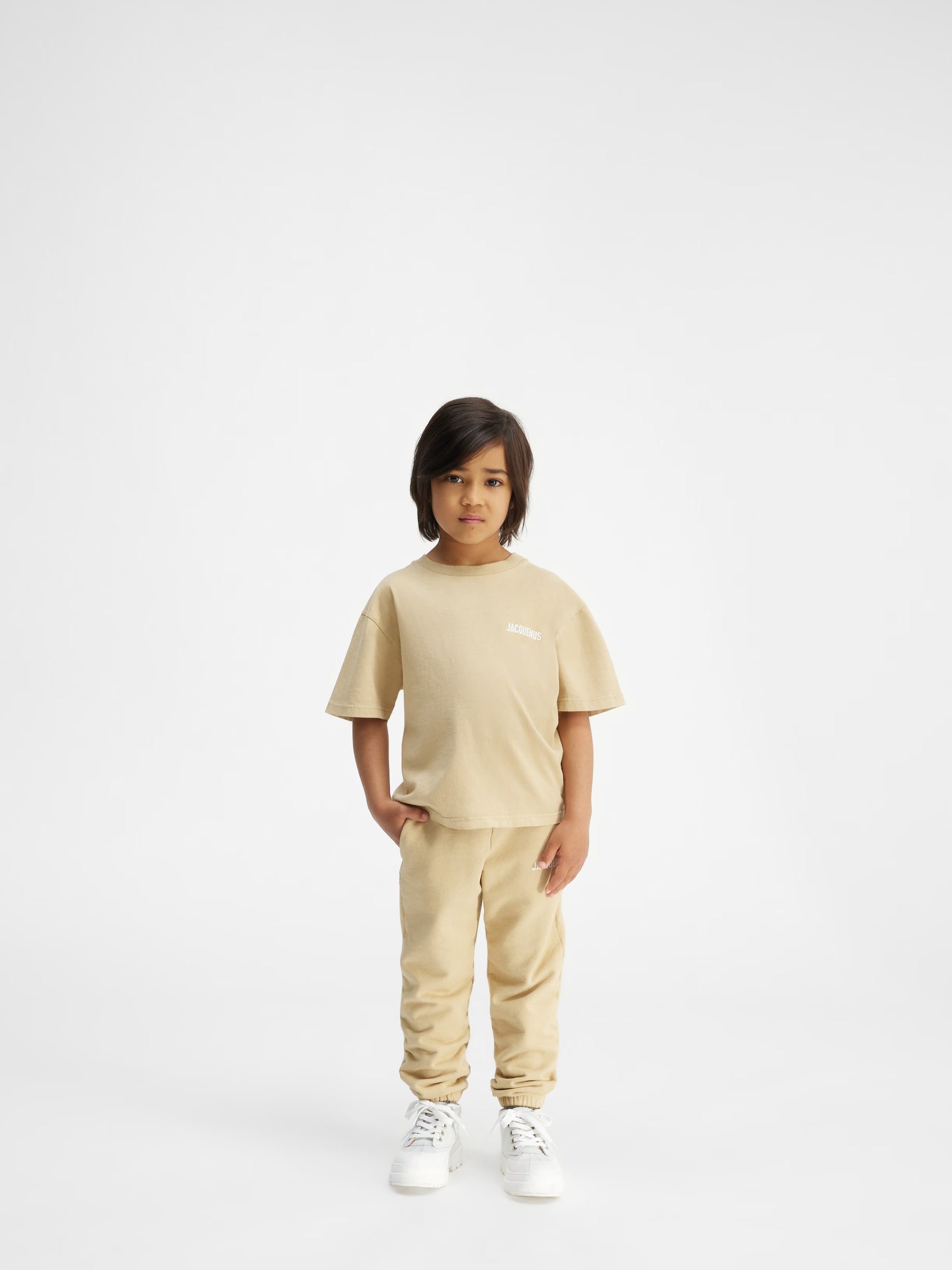 Jacquemus Kids Logo Short Sleeve T-Shirt (Beige)