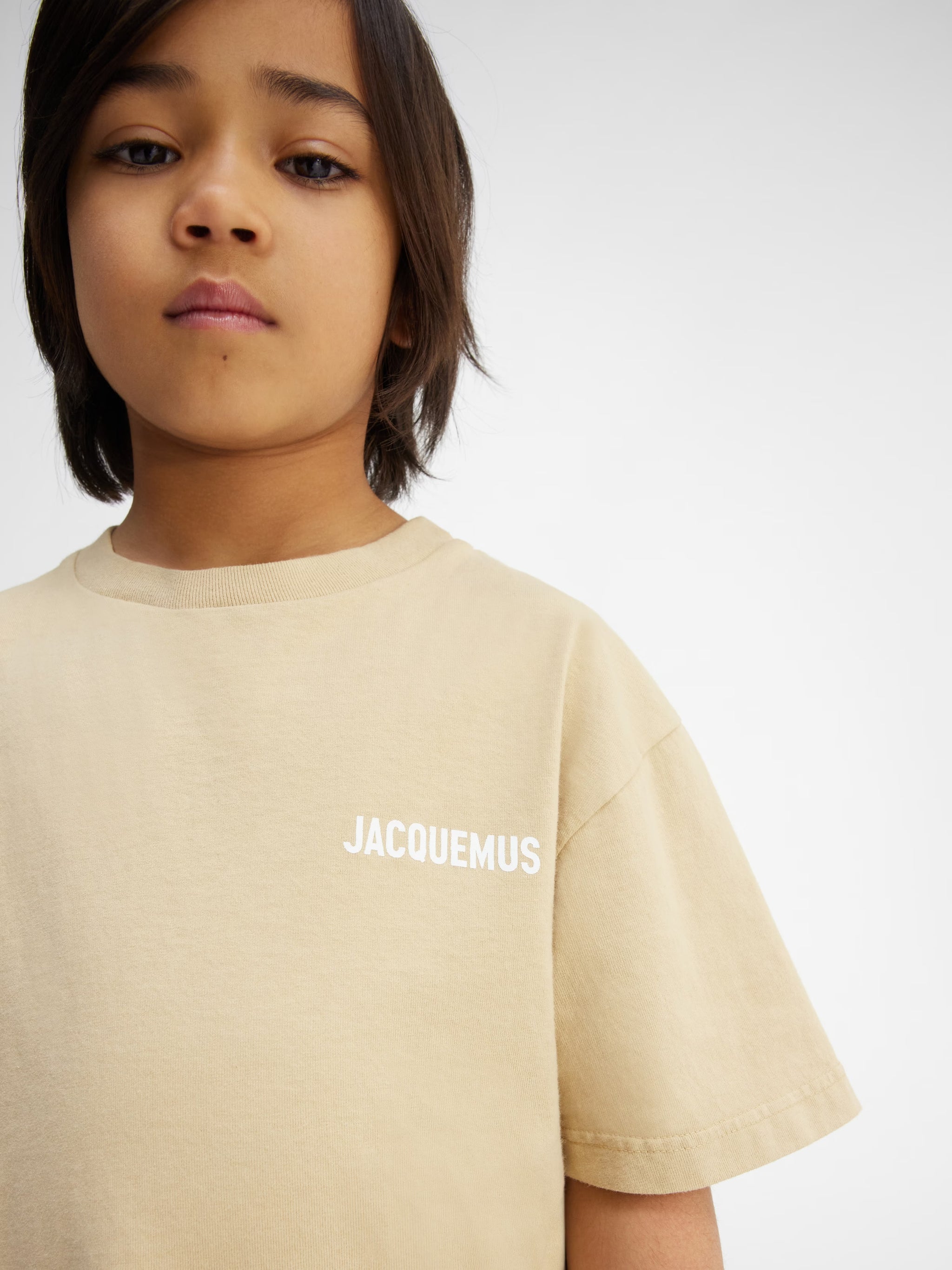 Jacquemus Kids Logo Short Sleeve T-Shirt (Beige)