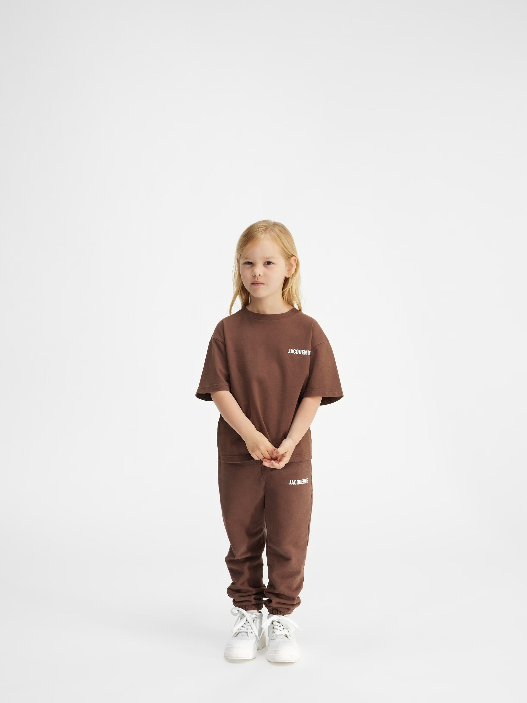 Jacquemus Kids Logo Short Sleeve T-Shirt (Dark Brown)