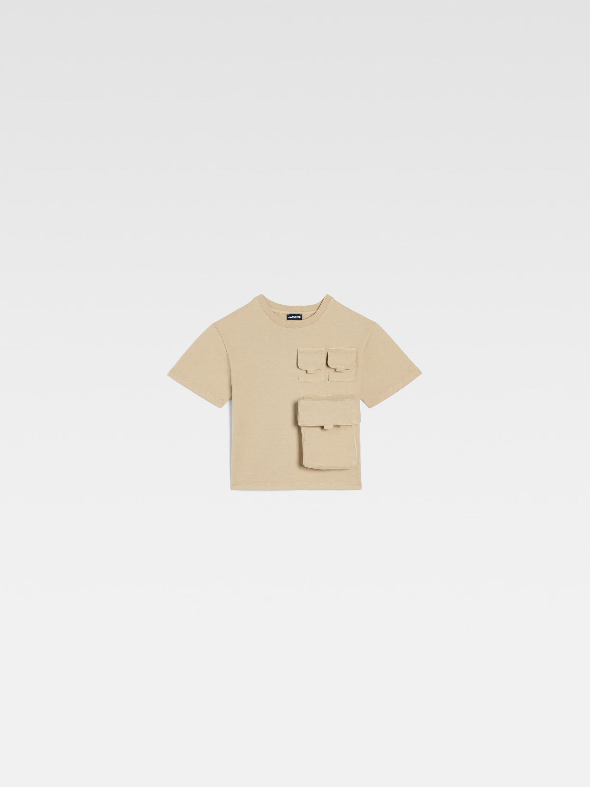 Jacquemus Kids Bolso Pocket Short Sleeve T-Shirt (Dark Beige)