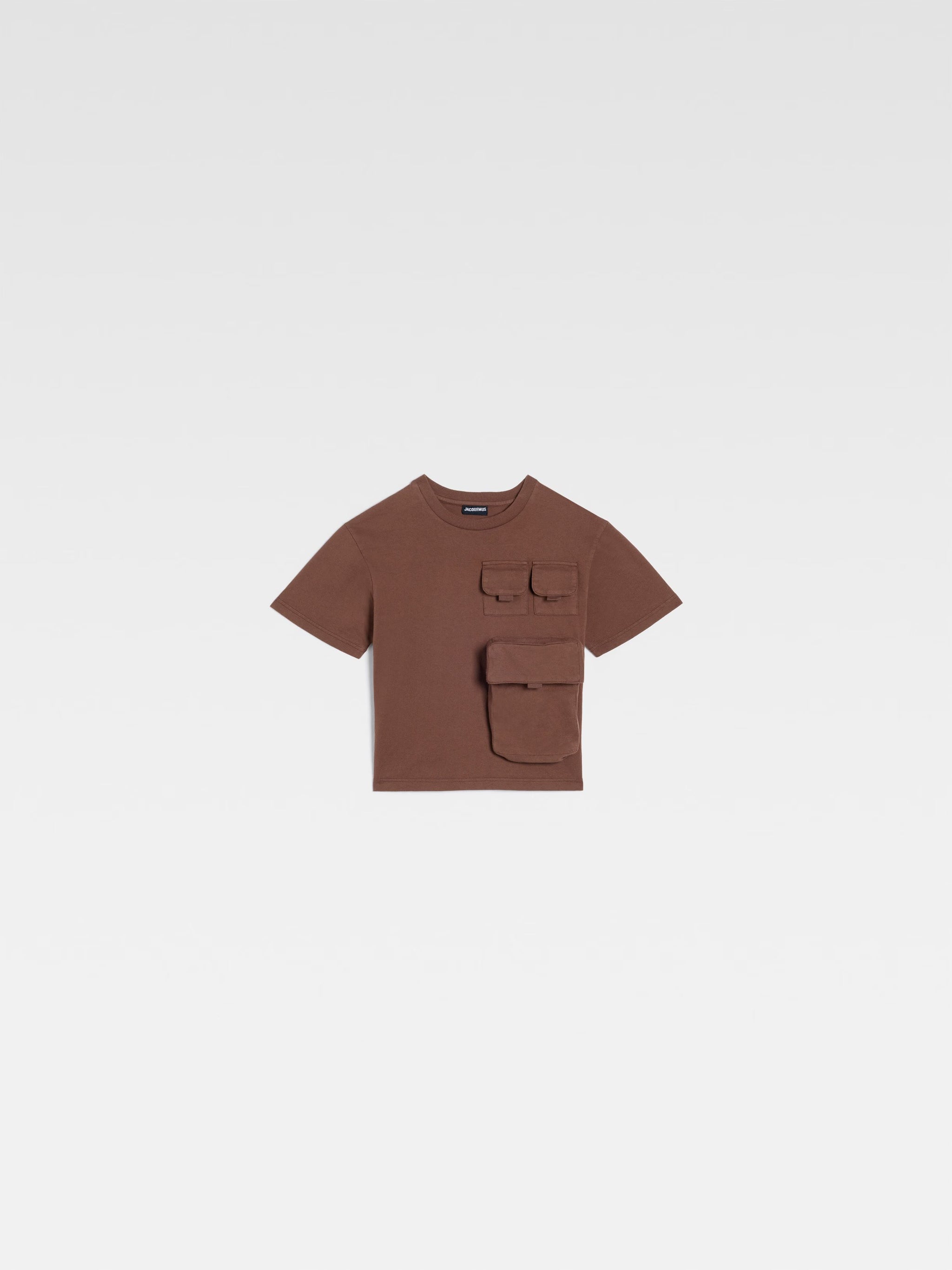 Jacquemus Kids Bolso Pocket Short Sleeve T-Shirt (Dark Brown)