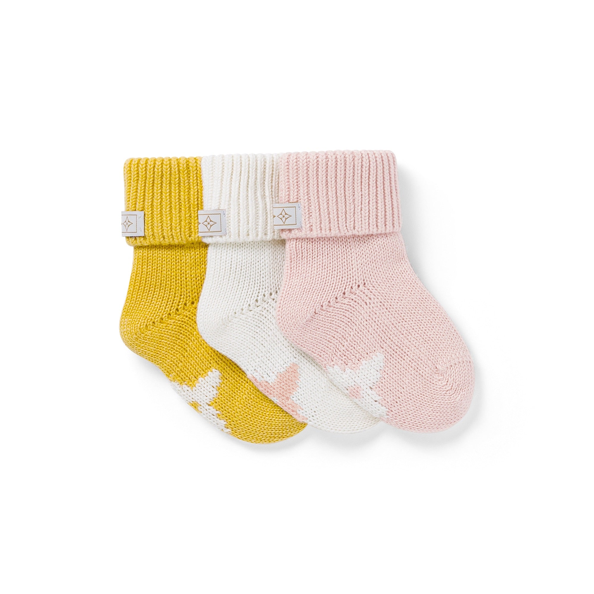 Louis Vuitton Baby Socks 3-Piece Set (Yellow/White/Pink) 