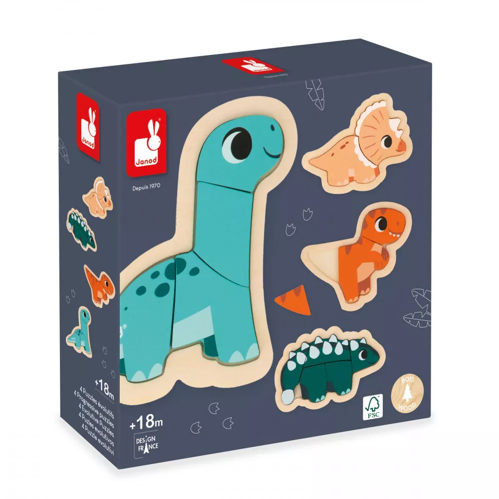 Janod Dinosaur 4-piece Puzzle