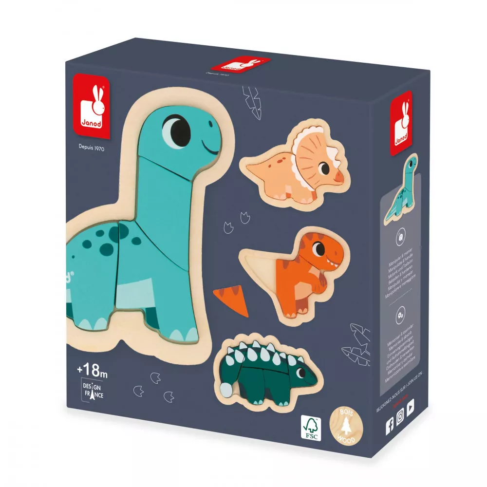 Janod Dinosaur 4-piece Puzzle