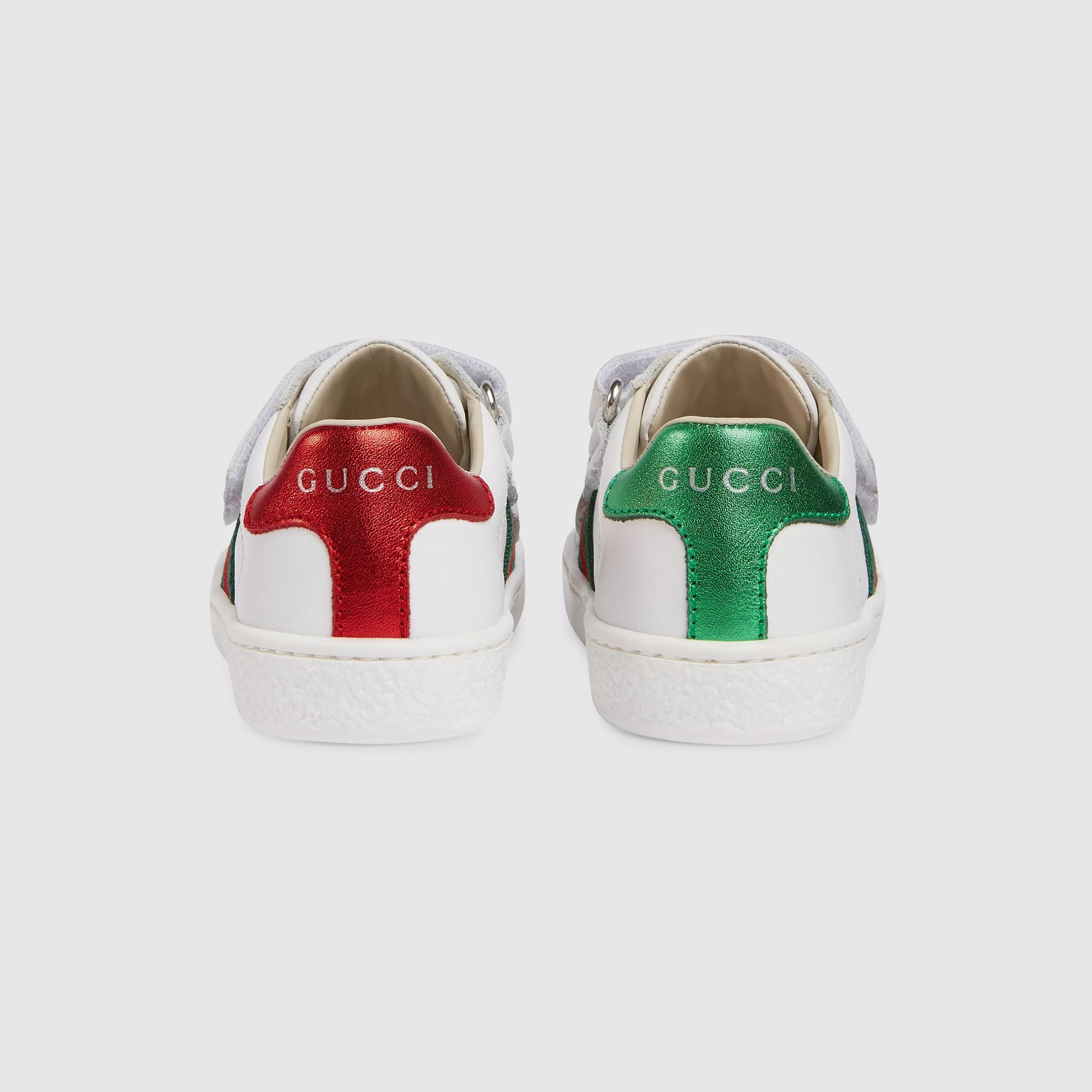 Gucci Toddler WEB Leather Trainer Shoes (White)