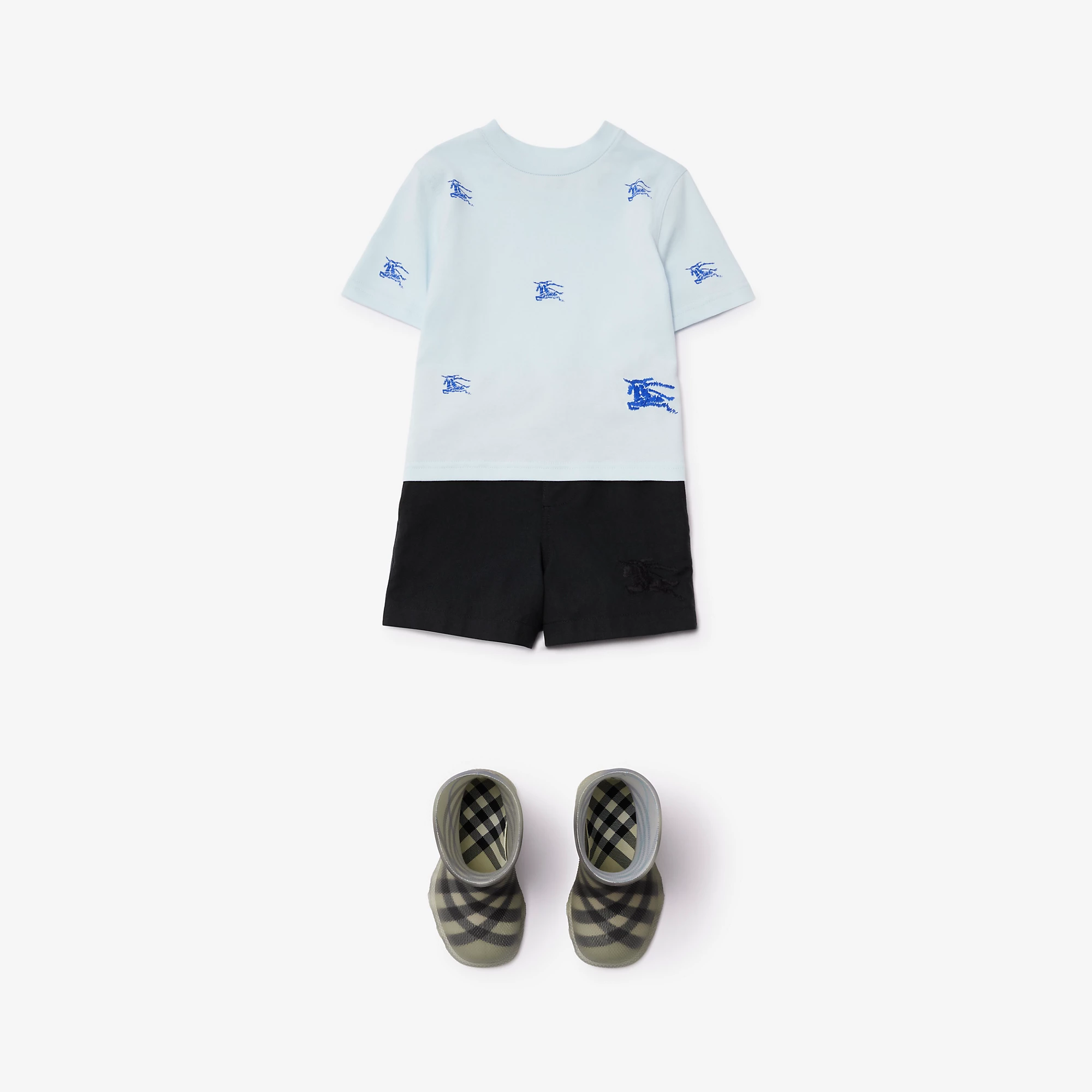 Burberry Baby EKD Cotton Short Sleeve T-Shirt (Sky Blue)