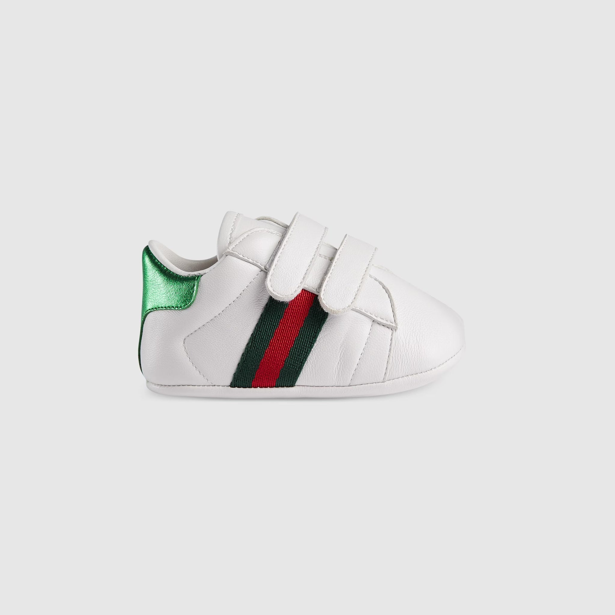 Gucci Baby Ace Leather Trainer Shoes (White)