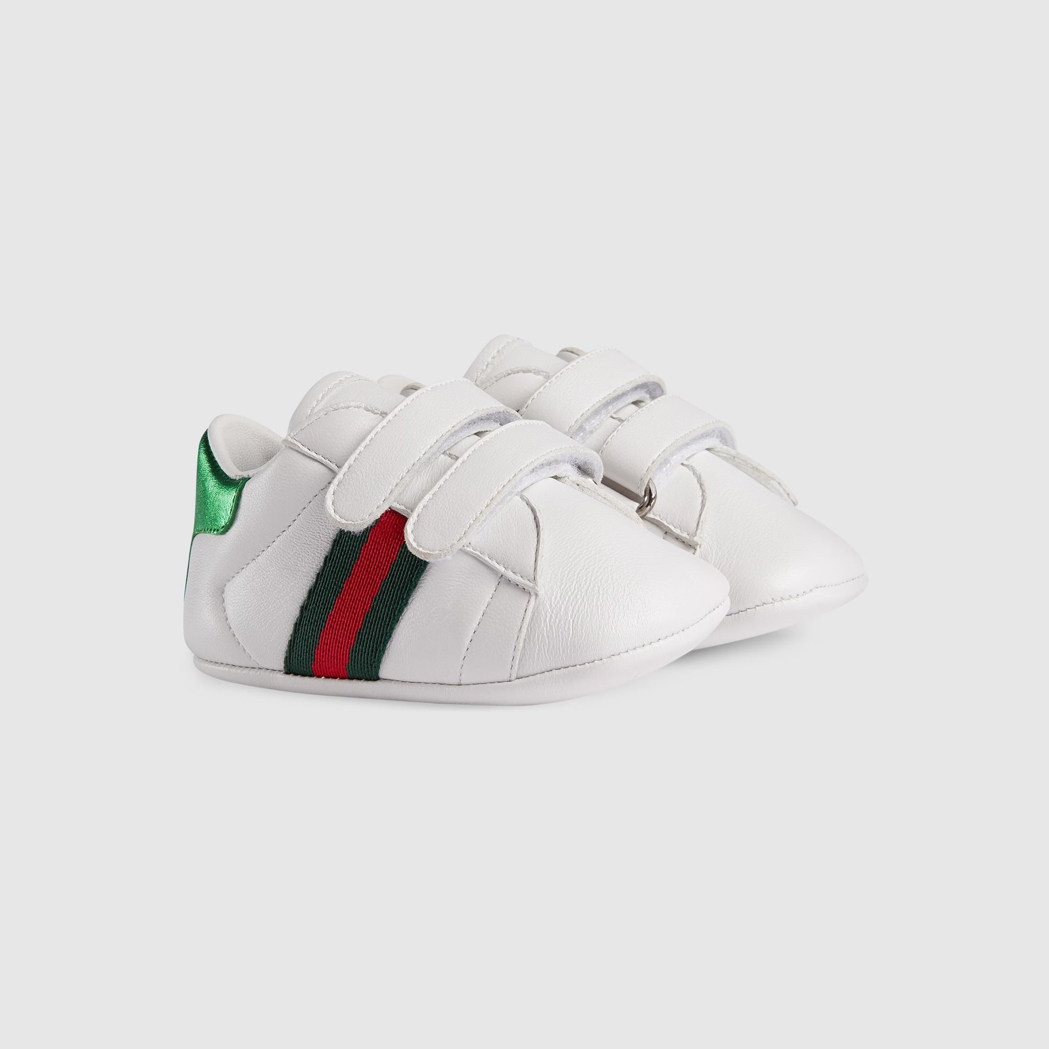 Gucci Baby Ace Leather Trainer Shoes (White)