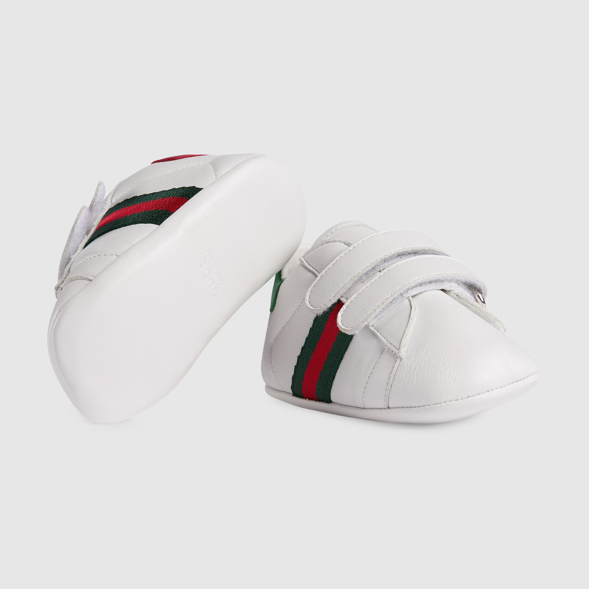 Gucci Baby Ace Leather Trainer Shoes (White)