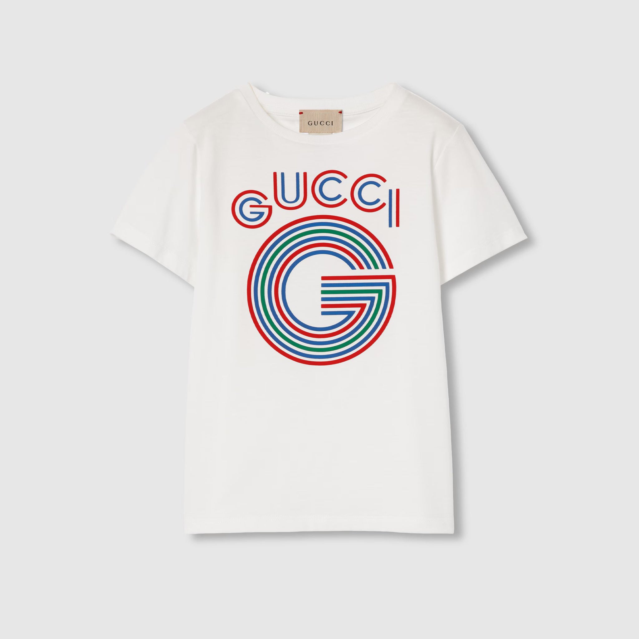 Gucci Kids G Print Cotton Short Sleeve T-Shirt (White)